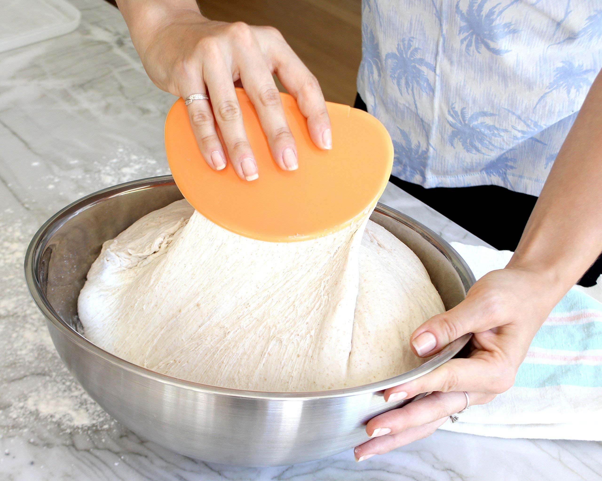 Indigo True Flexible Bowl Scraper - 1 Pc | Curved For Shaping Bread Or Pastry Dough | Conforms To Any Mixing Bowl | Round Contou