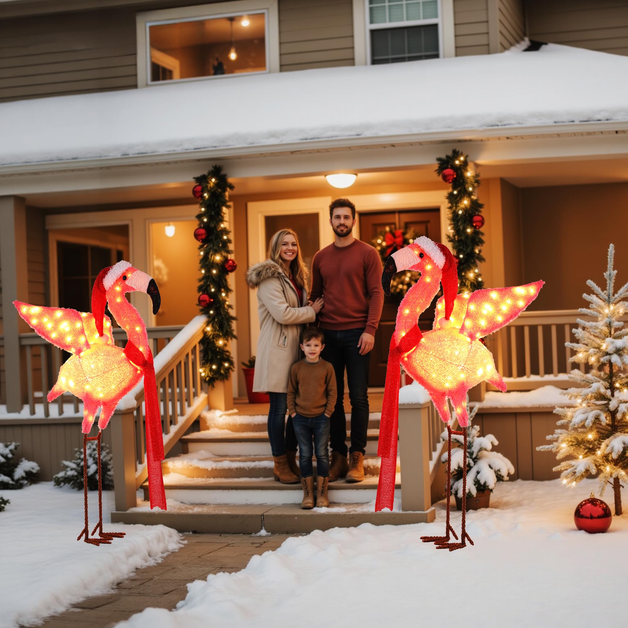 Christmas Flamingo Decorations Outdoor, Lighted Christmas Flamingo,Birthday Xmas Gifts for Women Mom,for Party Indoor, Outdoor,