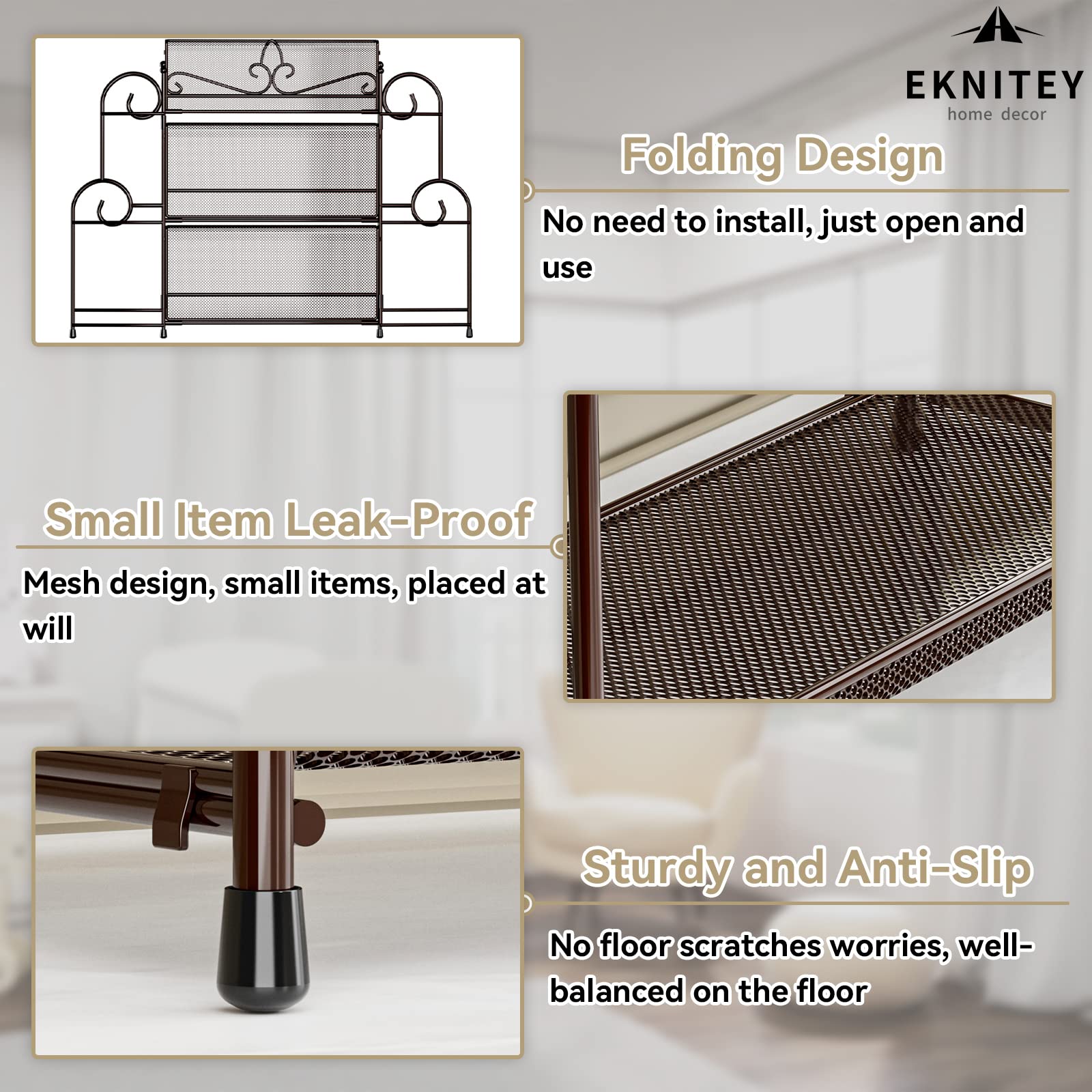 Eknitey Bathroom Organizer Shelf Countertop - Kitchen Counter Organizer 3 Tier Bathroom Counter Shelves For Makeup Vanity Organi