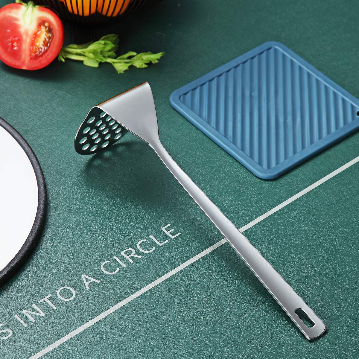Stainless Steel Potato Masher, Berglander Heavy Duty Metal Potato Ricer, Food Masher Utensil Hand Masher, Vegetables Fruits Vers