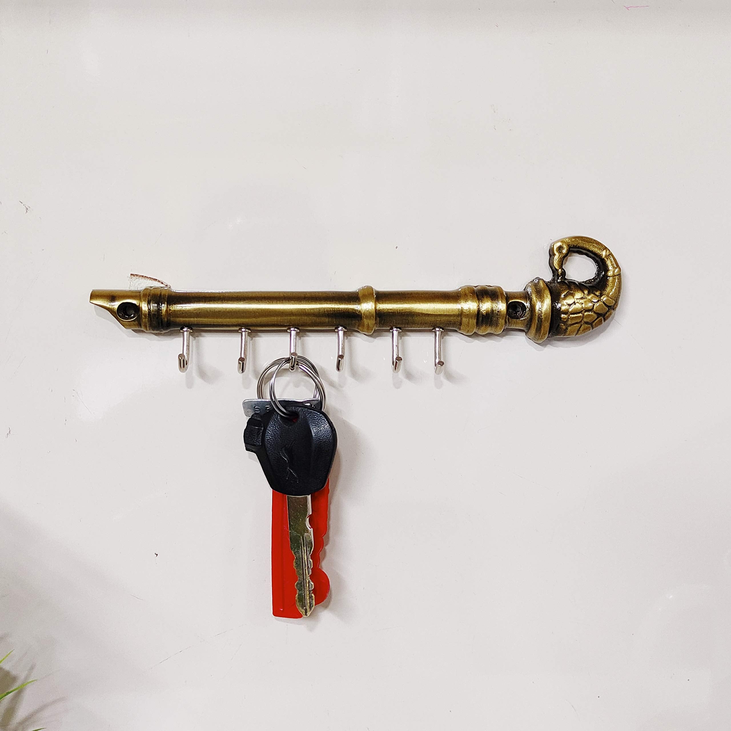 KridayKraft Metal Peacock Flute Key Holder Decorative for Wall and Gift for Have House Warming Anniversaries, Birthday, Wedding 
