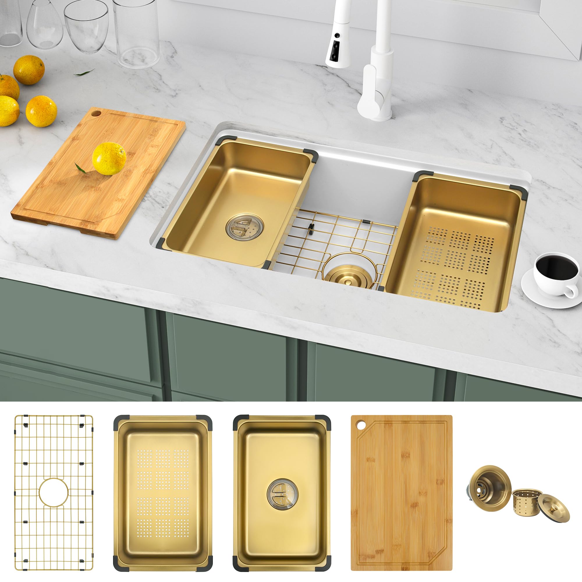 Monsinta 31 Inch Kitchen Sink, White Kitchen Sink, Single Bowl Kitchen Sink, Undermount Kitchen Sink, Large Workstation Kitchen