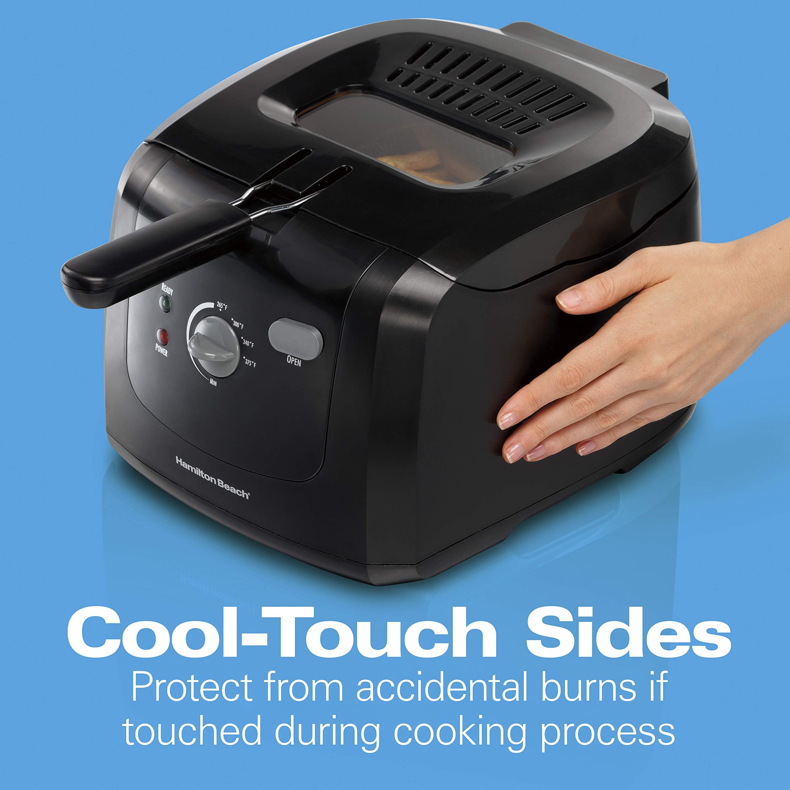 Hamilton Beach Electric Deep Fryer, Cool Touch Sides Easy To Clean Nonstick Basket, 8 Cups / 2 Liters Oil Capacity, Black