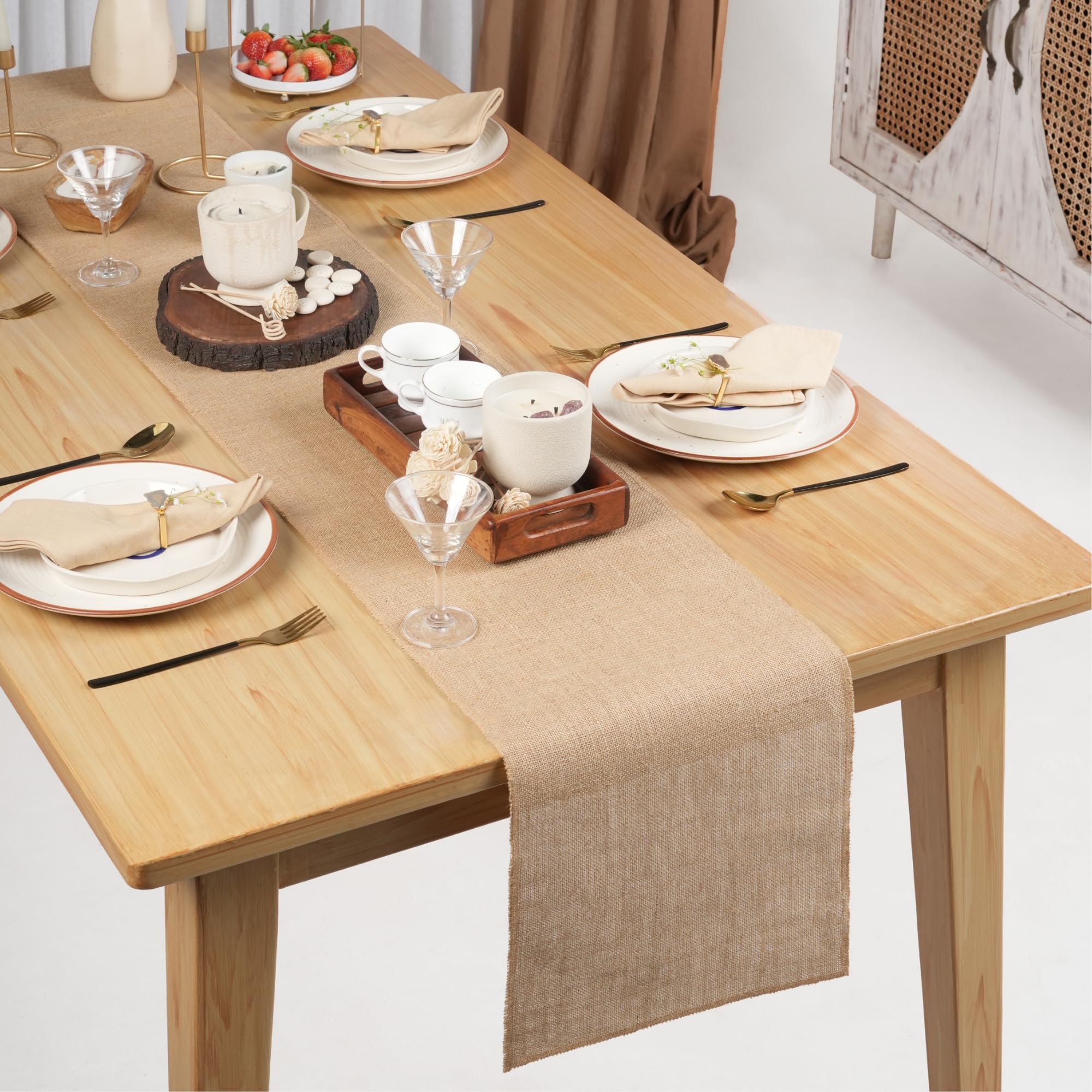 Rajrang Burlap Table Runner 12 Inch X 10 Yard Natural Rustic Farmhouse Jute Roll D  Cor For Parties, Weddings And Outdoor