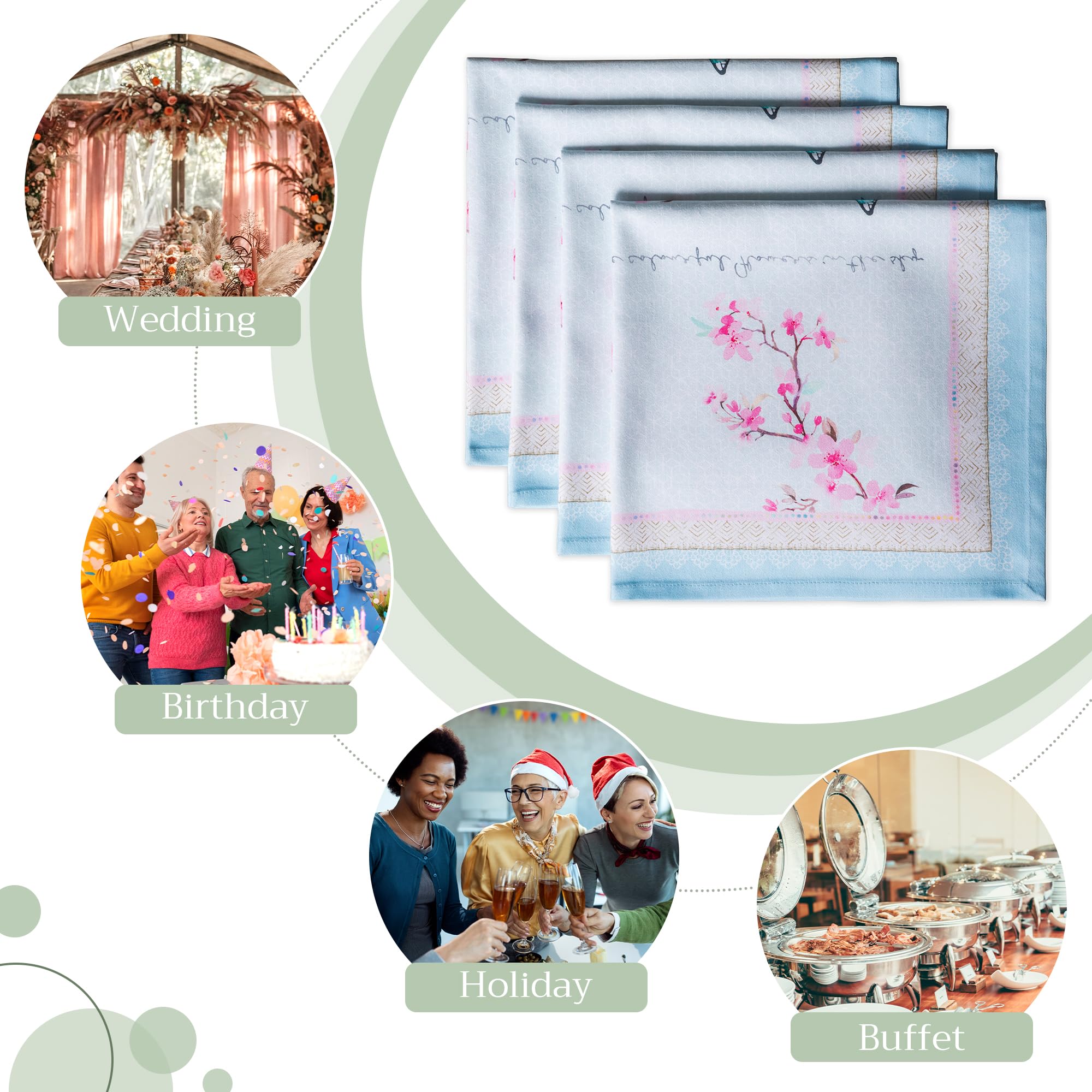 Maison D ' Hermine Napkin 100% Cotton 20 ''X20 '' Set Of 4 Decorative Washable Table Cloth Napkins, Dining, Holidays, Buffet Par