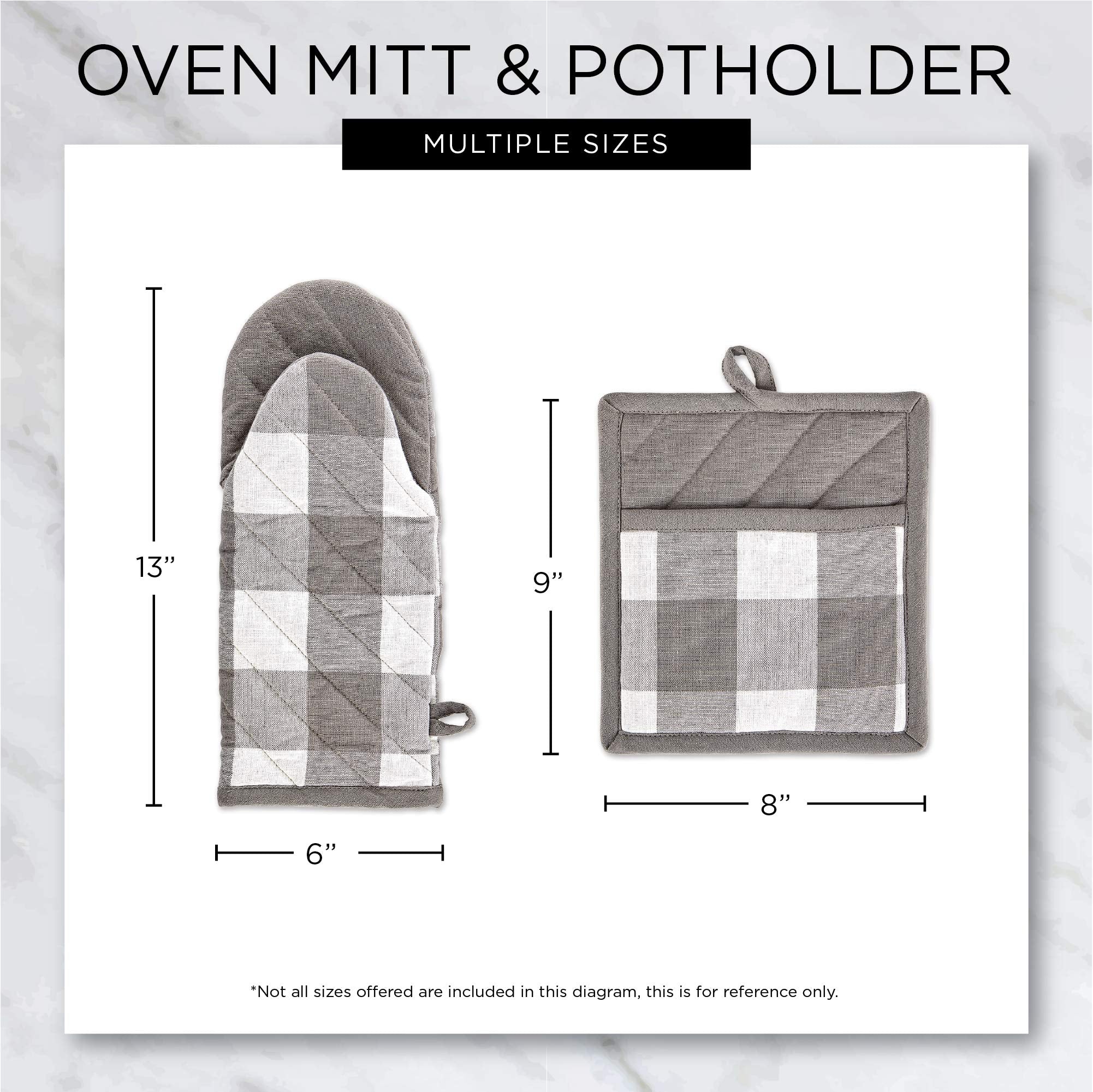 Dii Buffalo Check Kitchen Collection, Classic Farmhouse Kitchen Set, Oven Mitt, Black & White, 2 Piece
