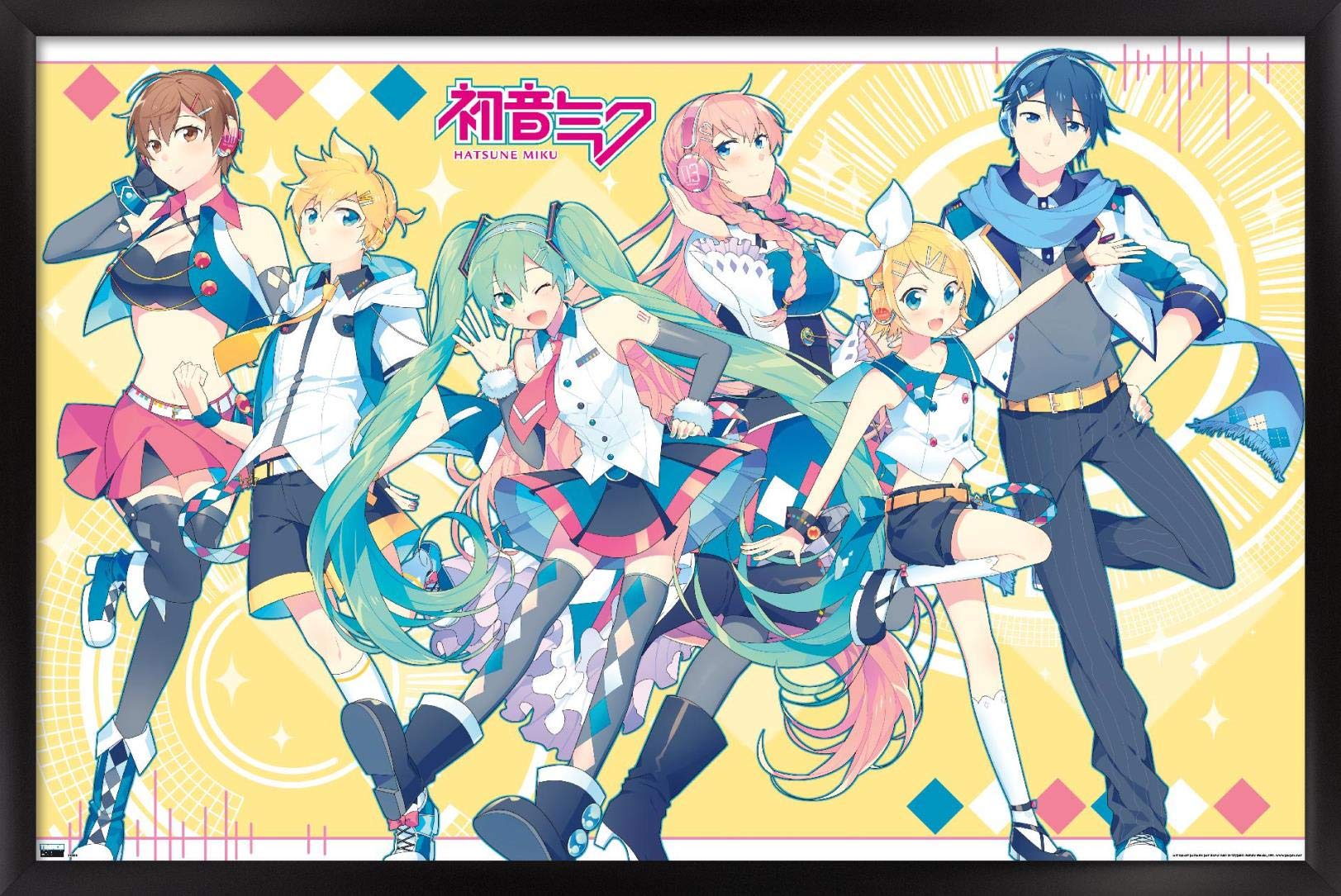 Trends International Hatsune Miku-Yellow Group Wall Poster, 14.725'' X 22.375'', Black Framed Version