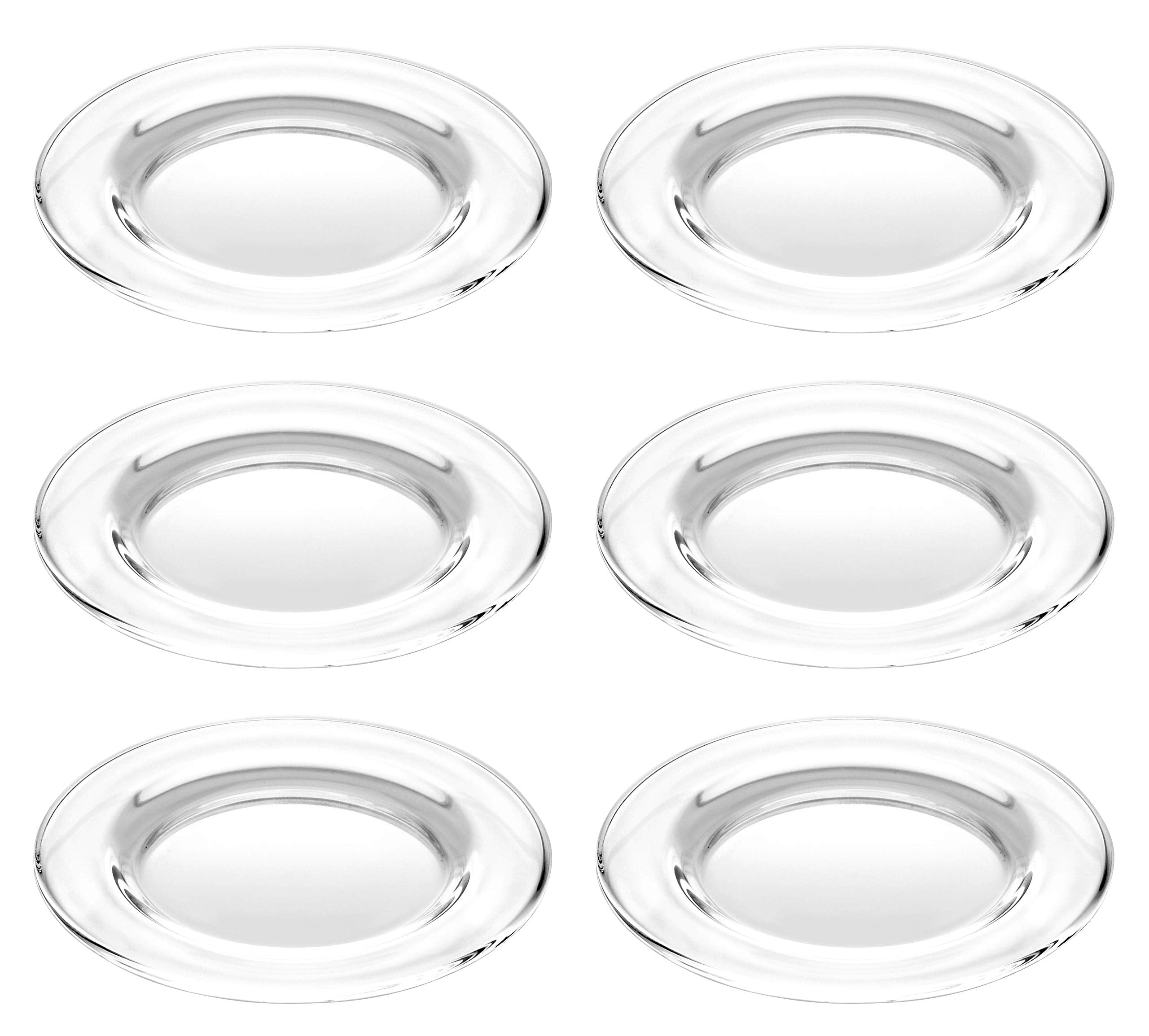 Barski - European Quality - Set of 6 Plates - Classic Clear Glass - Salad - Dessert - Appetizer - Plate - 5.9 Diameter - Made in