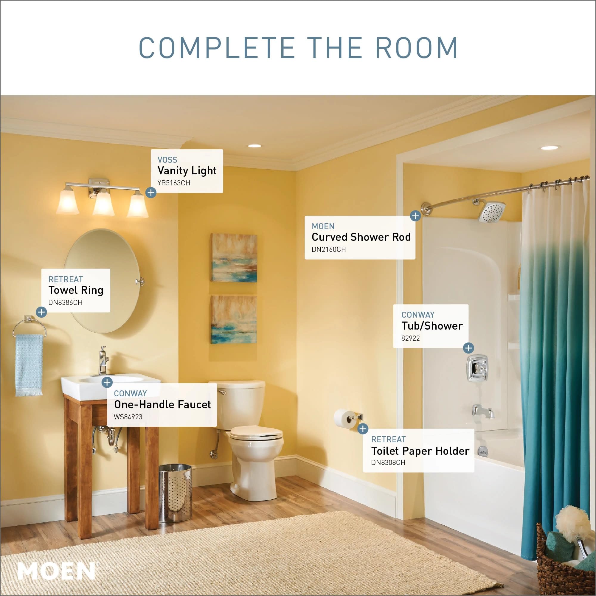 Moen Dn8324Ch Retreat Collection 24-Inch Bathroom Single Towel Bar, Chrome