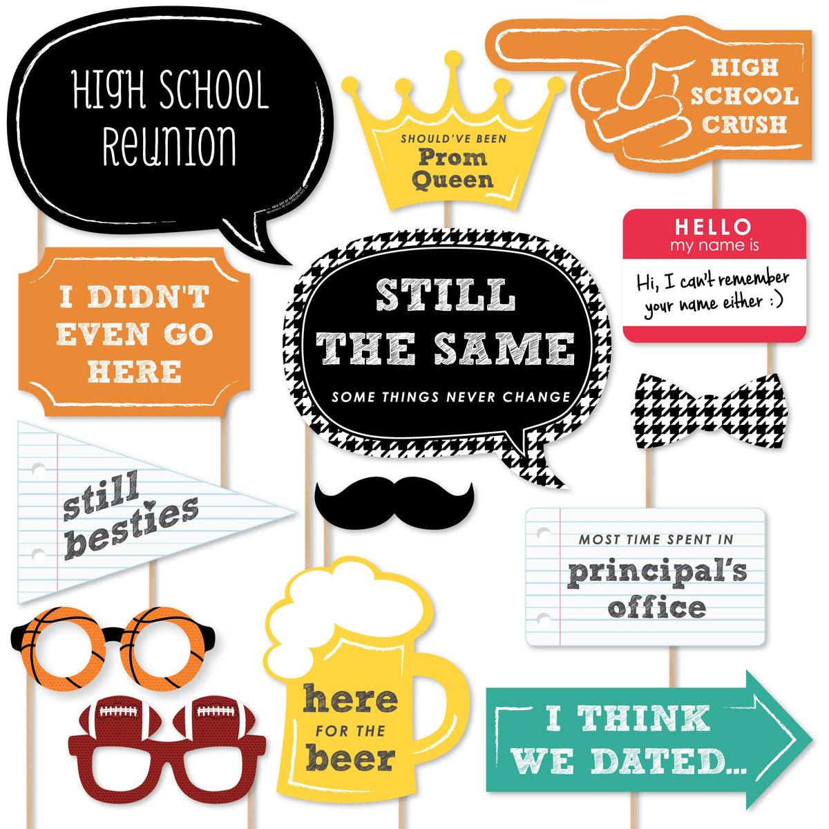 Big Dot Of Happiness Class Reunion - Photo Booth Props Kit - 20 Count