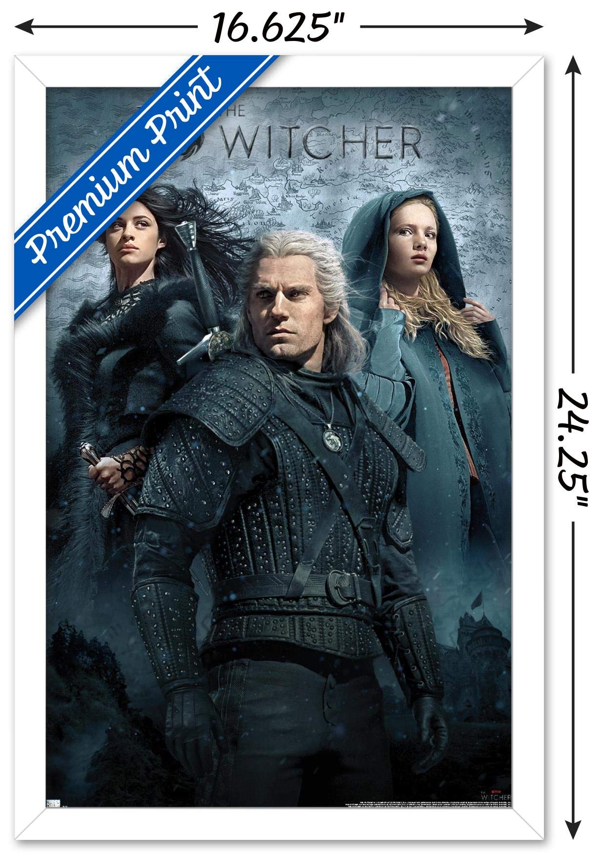 Trends International Netflix The Witcher - Key Art Wall Poster, 14.725'' X 22.375'', White Framed Version