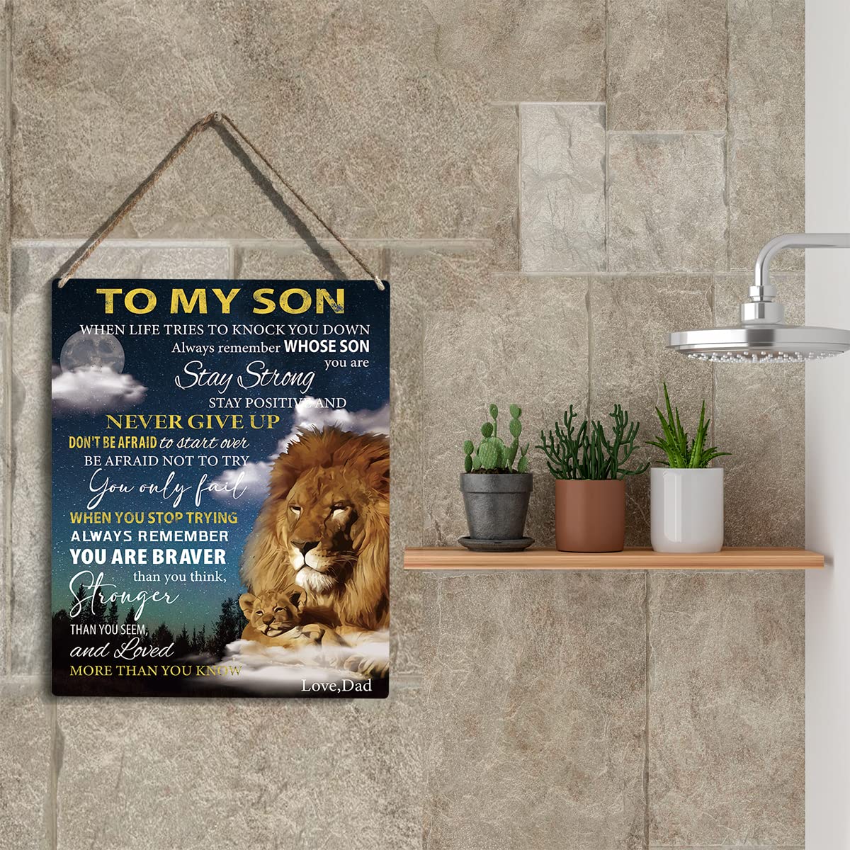 To My Son Wooden Hanging Sign from Mom Dad Son Gifts Family Wall Decor for Boy Bedroom Bathroom Birthday Christmas Thanksgiving