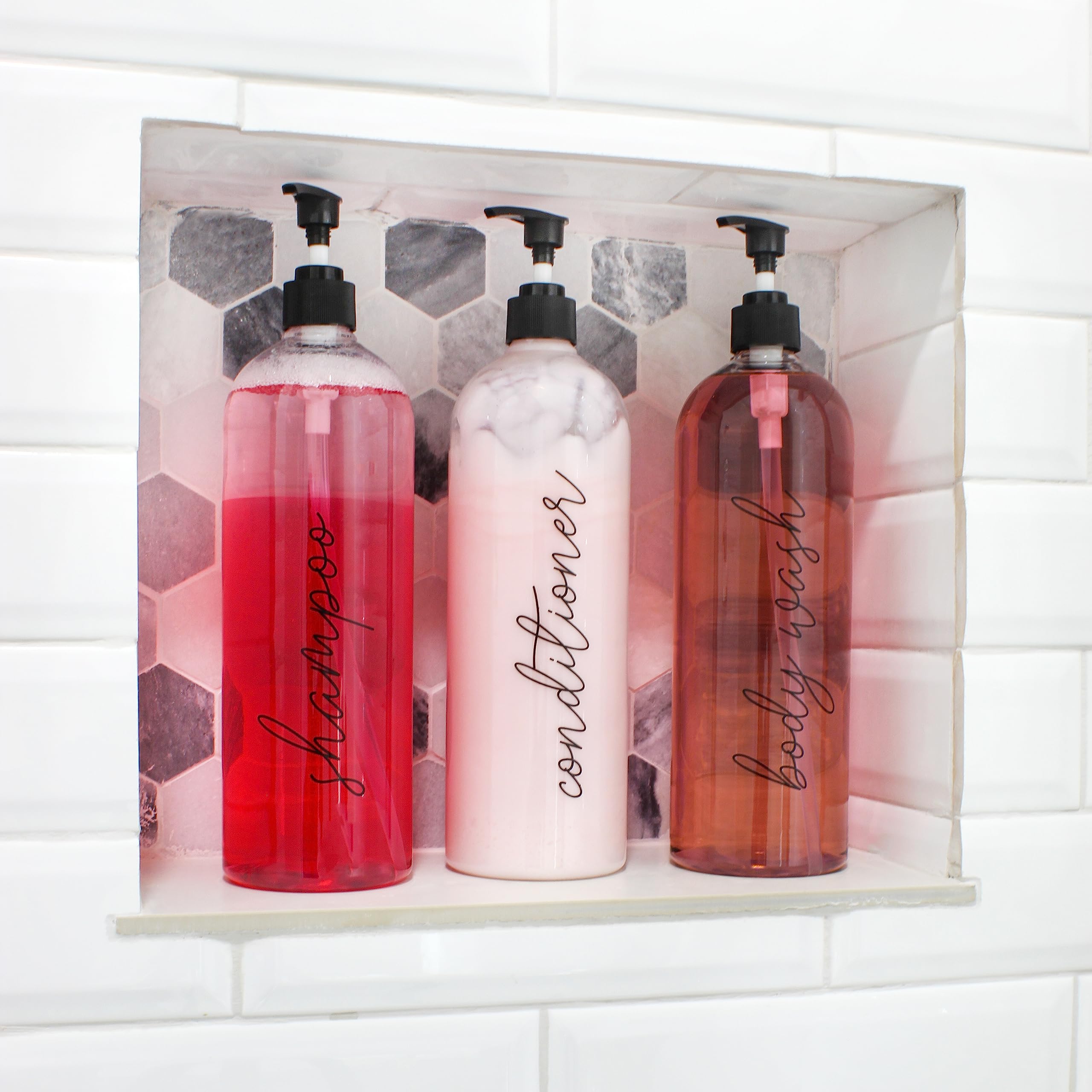 Cornucopia Shower Pump Bottles (Set Of 3); 32Oz Pump Dispensers For Shampoo, Conditioner, And Body Wash