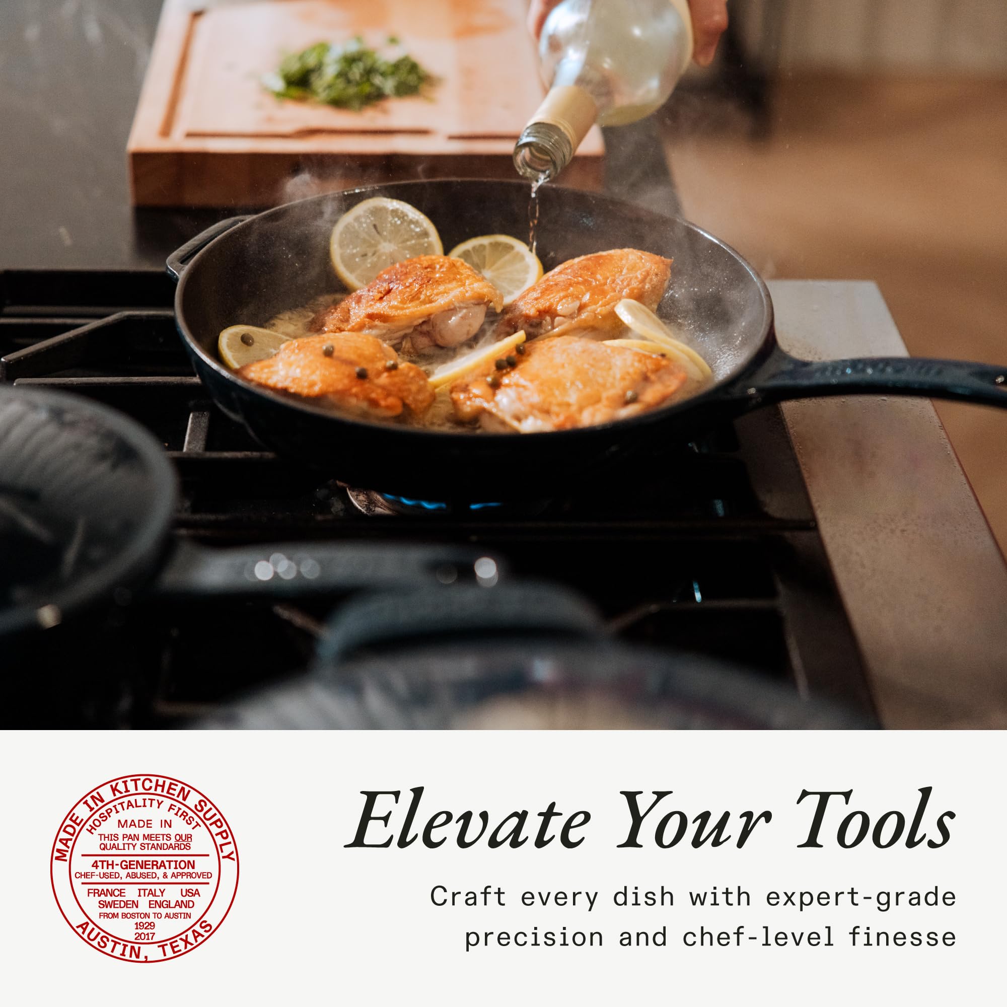Made In Cookware - Enameled Cast Iron Skillet - Blue - Exceptional Heat Retention & Durability - Professional Cookware - Crafted