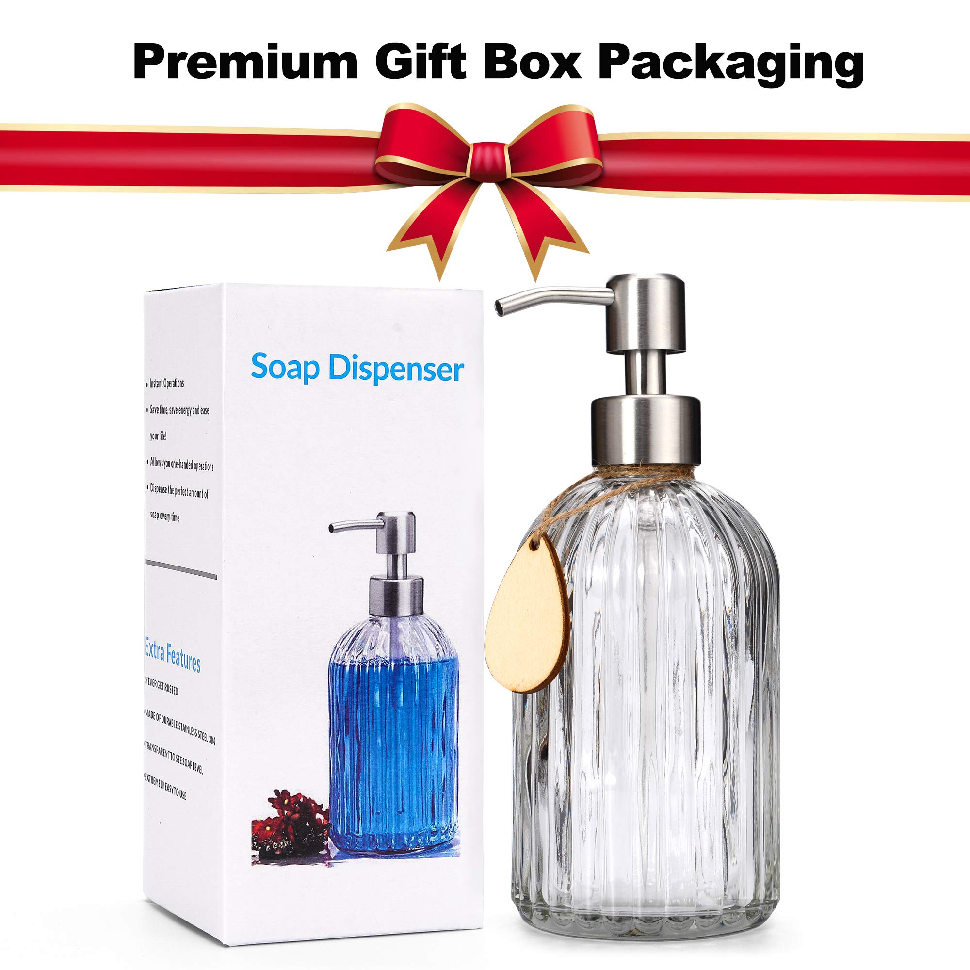 2023 Version - Large Soap Dispenser With Silicone Pad - Premium Quality - Dish Soap Dispenser, Hand Soap Dispenser - Rust Proof