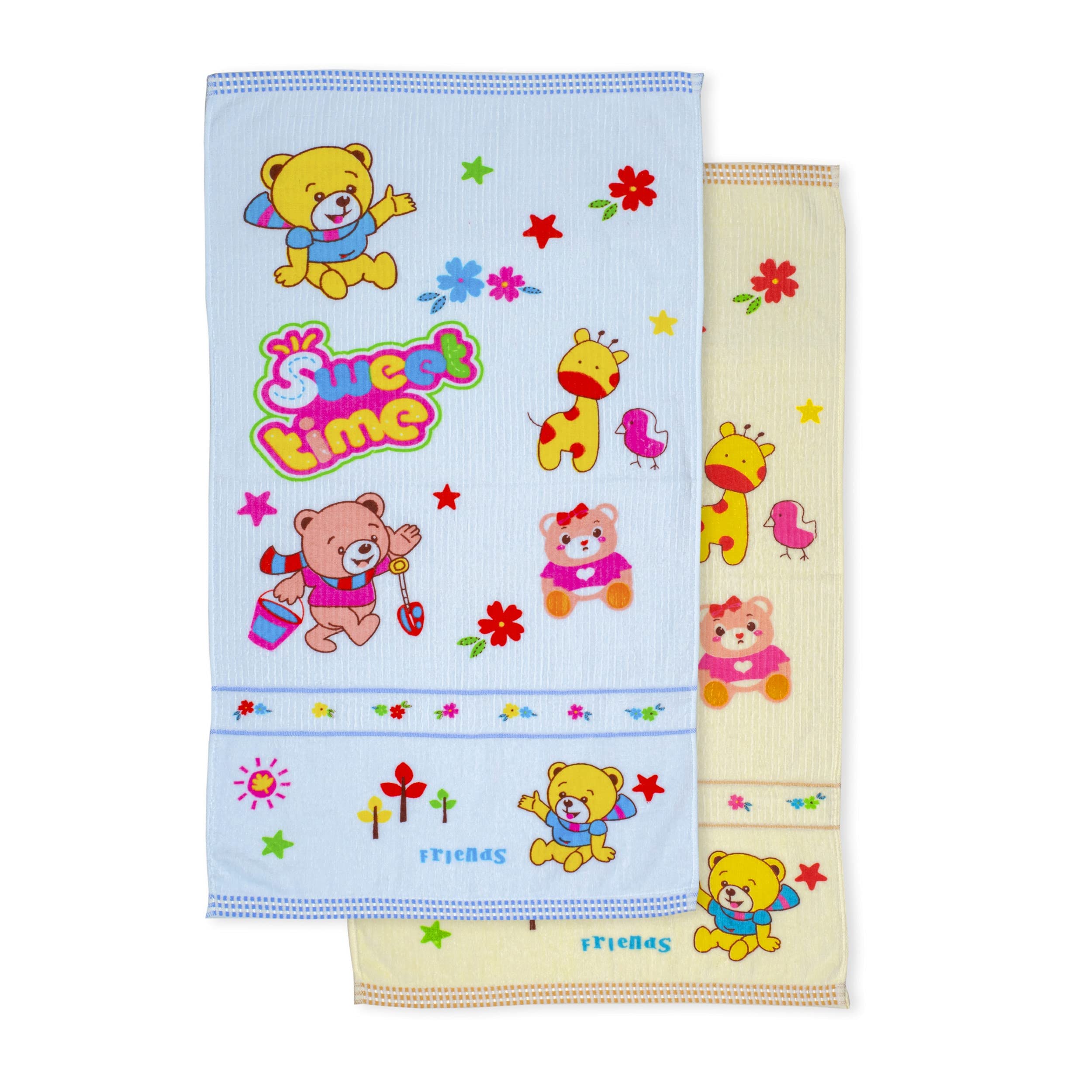 Myfa Cotton 500 Gsm Bath, Hair, Face Towel  Pack Of 2 (BlueYellow)