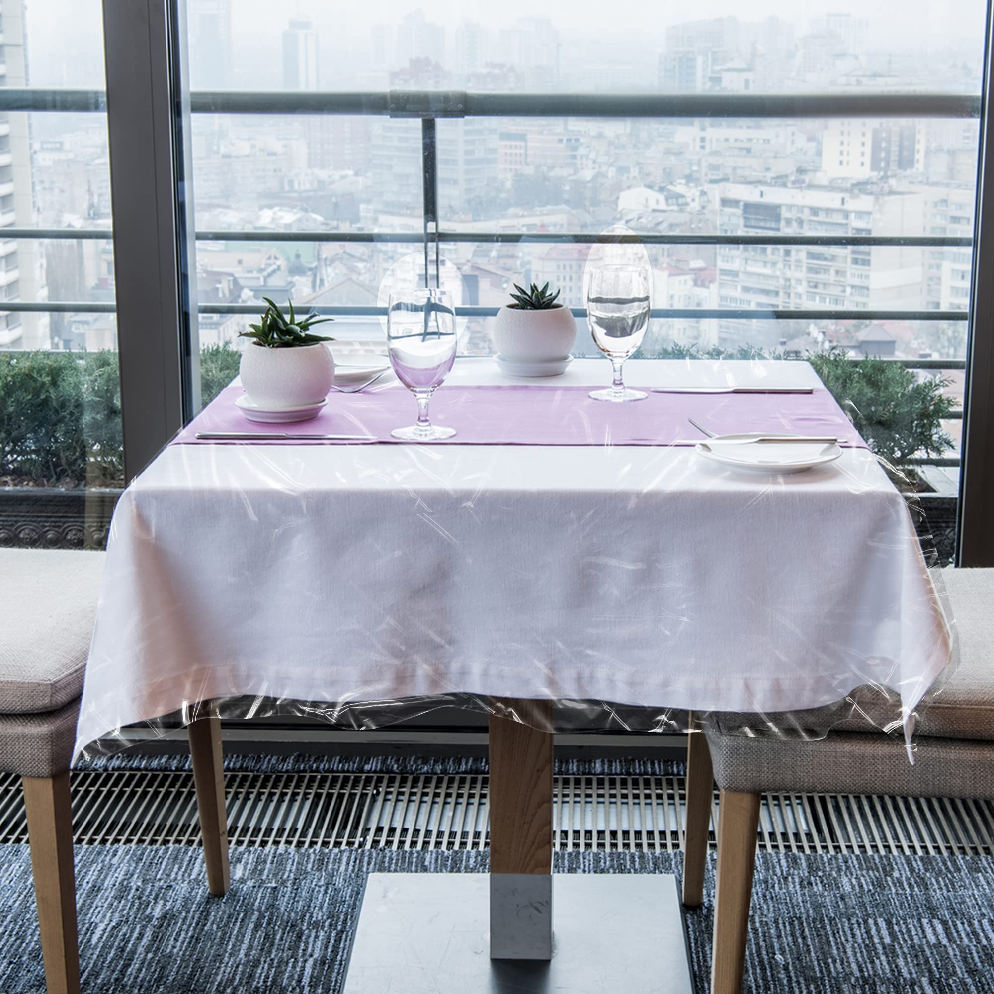 Laminet Heavy-Duty Deluxe Crystal Clear Vinyl Tablecloth Protector 70'' X 52'' - Oblong