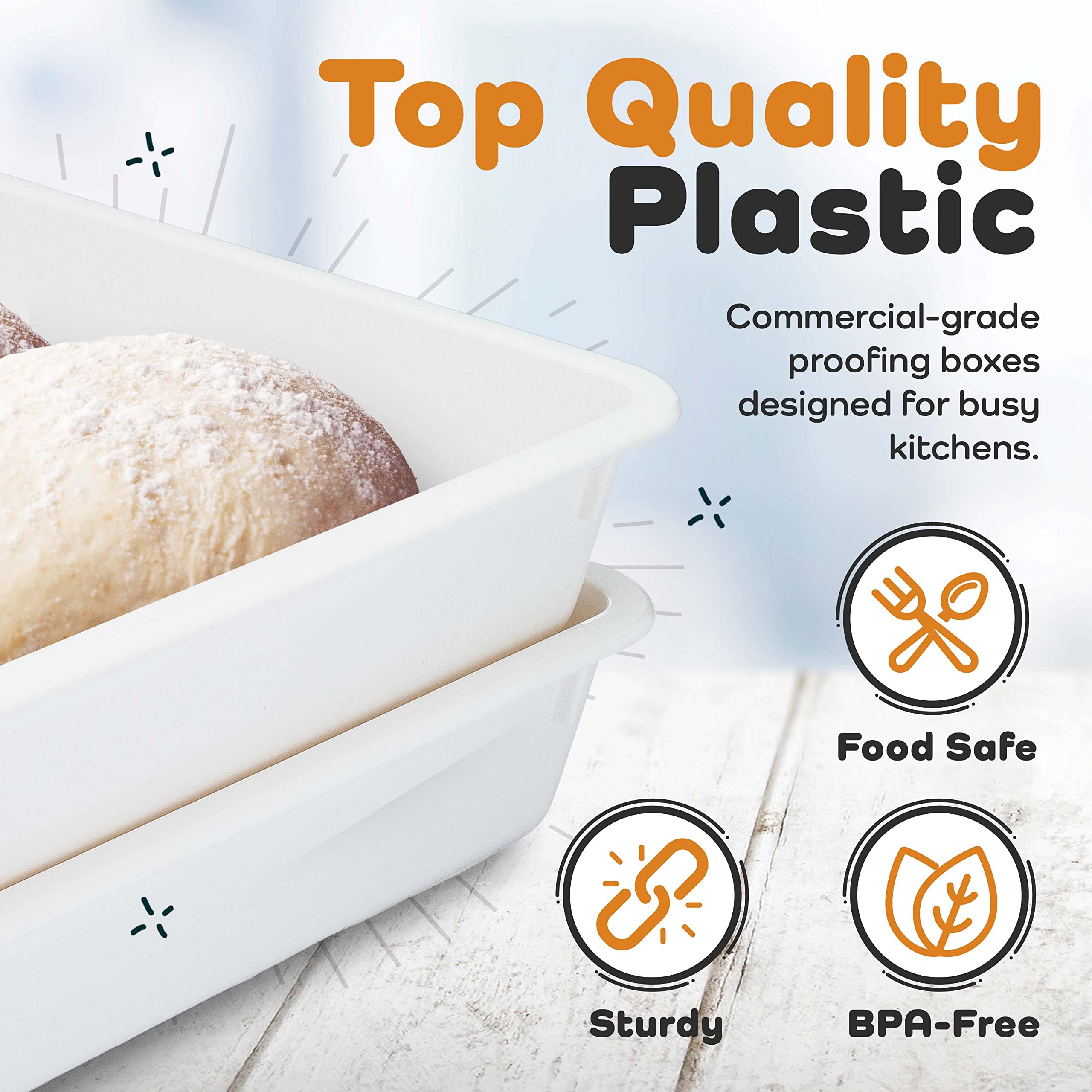 Gsm Brands Pizza Dough Proofing Box - Stackable Commercial Quality Trays With Covers (17.25 X 13 Inches) - 2 Trays And 2 Covers