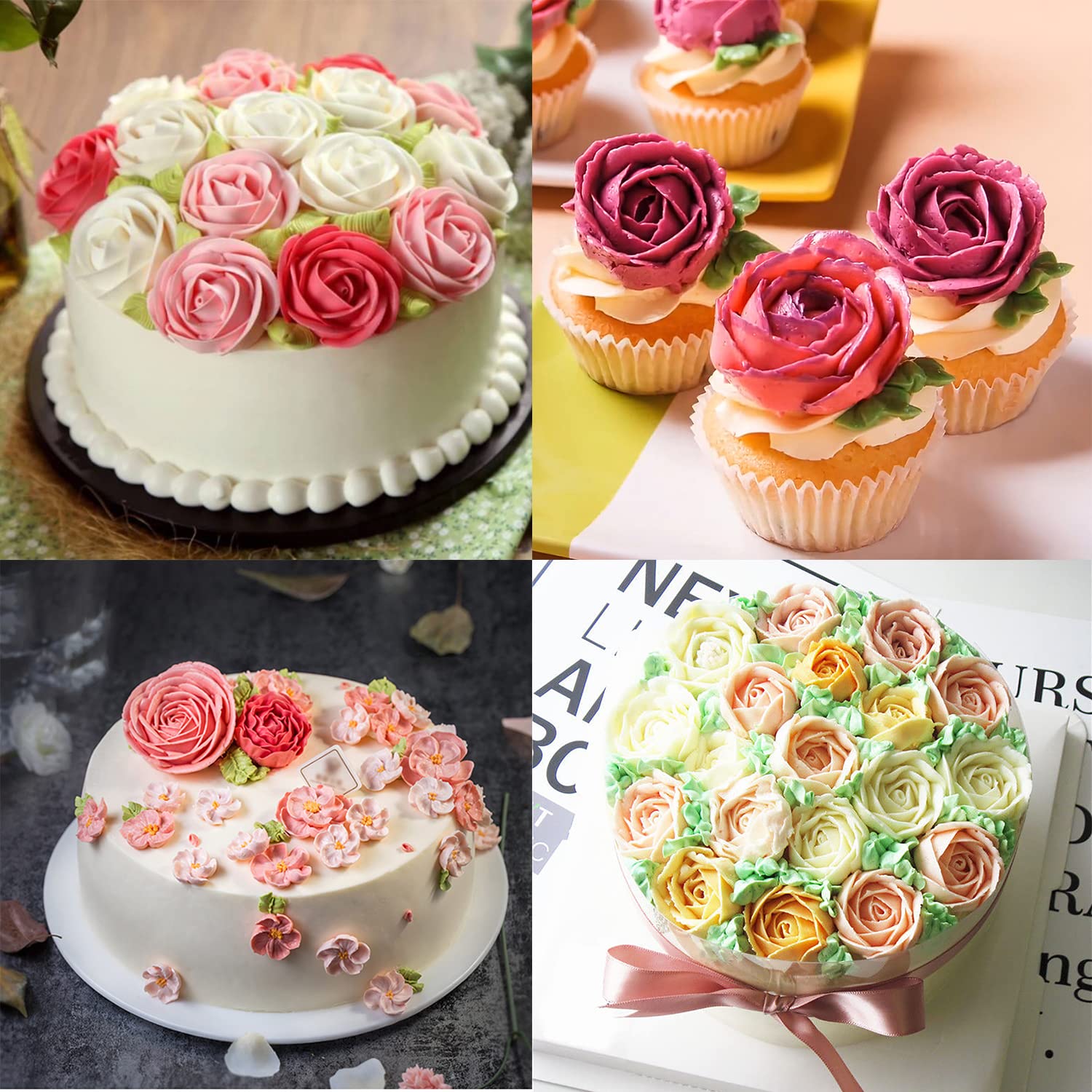 Hendiy 7Pcs/Set Cake Decorating Tips Set Cream Icing Piping Rose Nozzle Pastry Fondant Decorating Tools