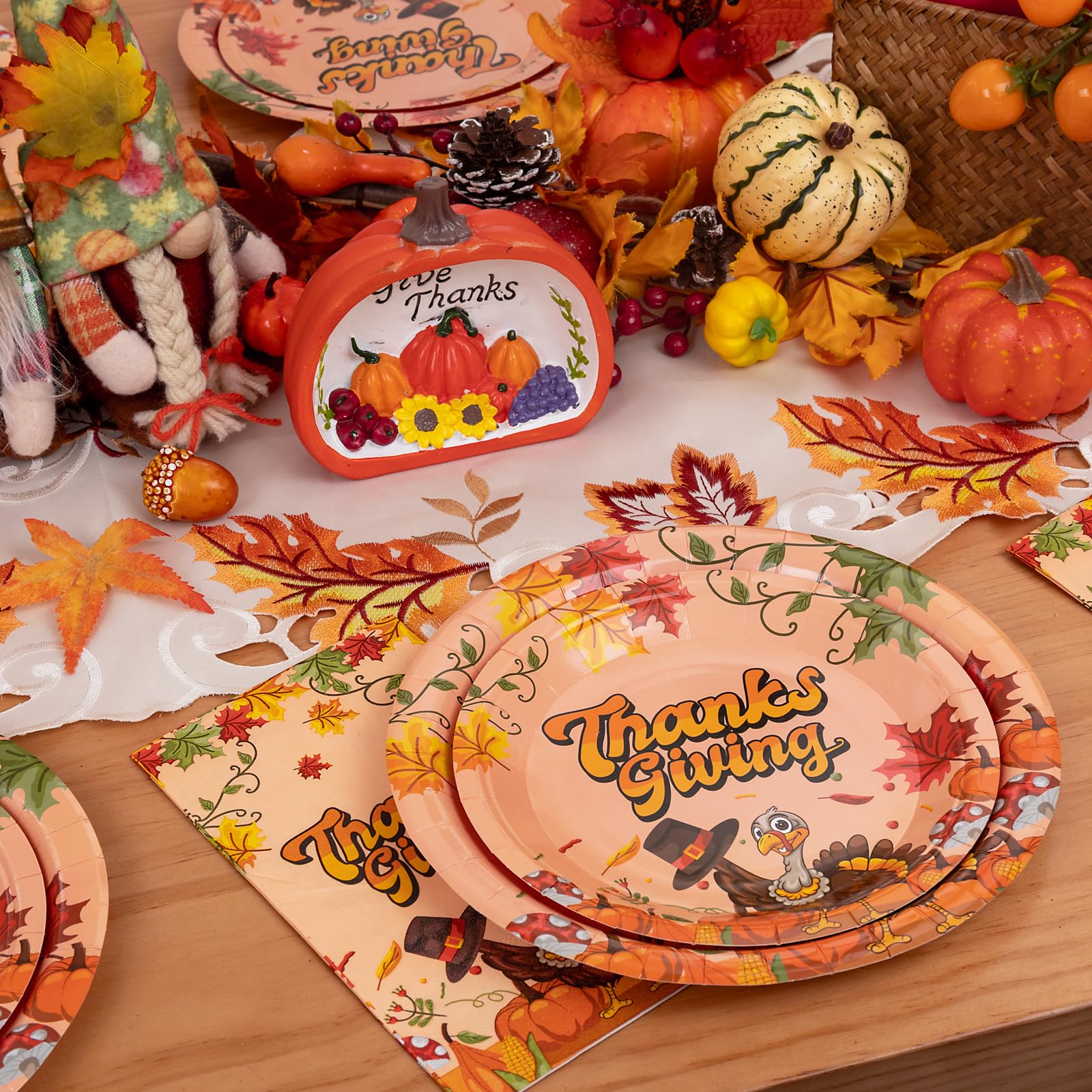 Liyh 150 Pcs Thanksgiving Paper Plates And Napkins, Thanksgiving Plates Autumn Harvest Table Decoration, Fall Plates And Napkins