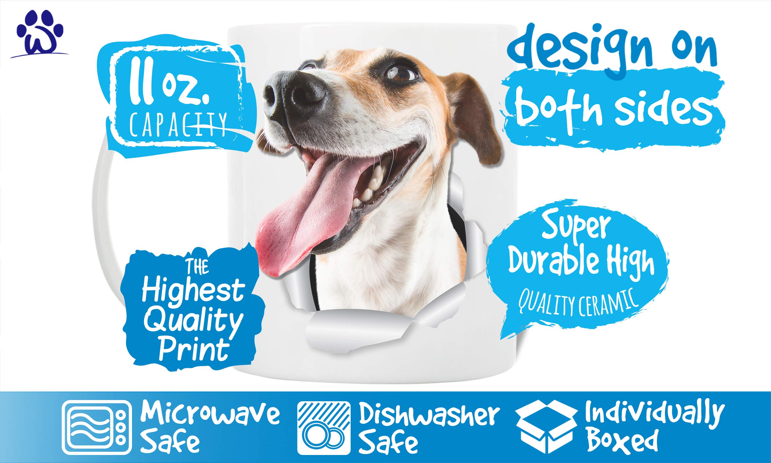 Happy Jack Russell Coffee Mug - Ceramic Jack Russell Terrier Mug - Perfect Dog Lover Gift - Cute Novelty Coffee Mug Present - Gr