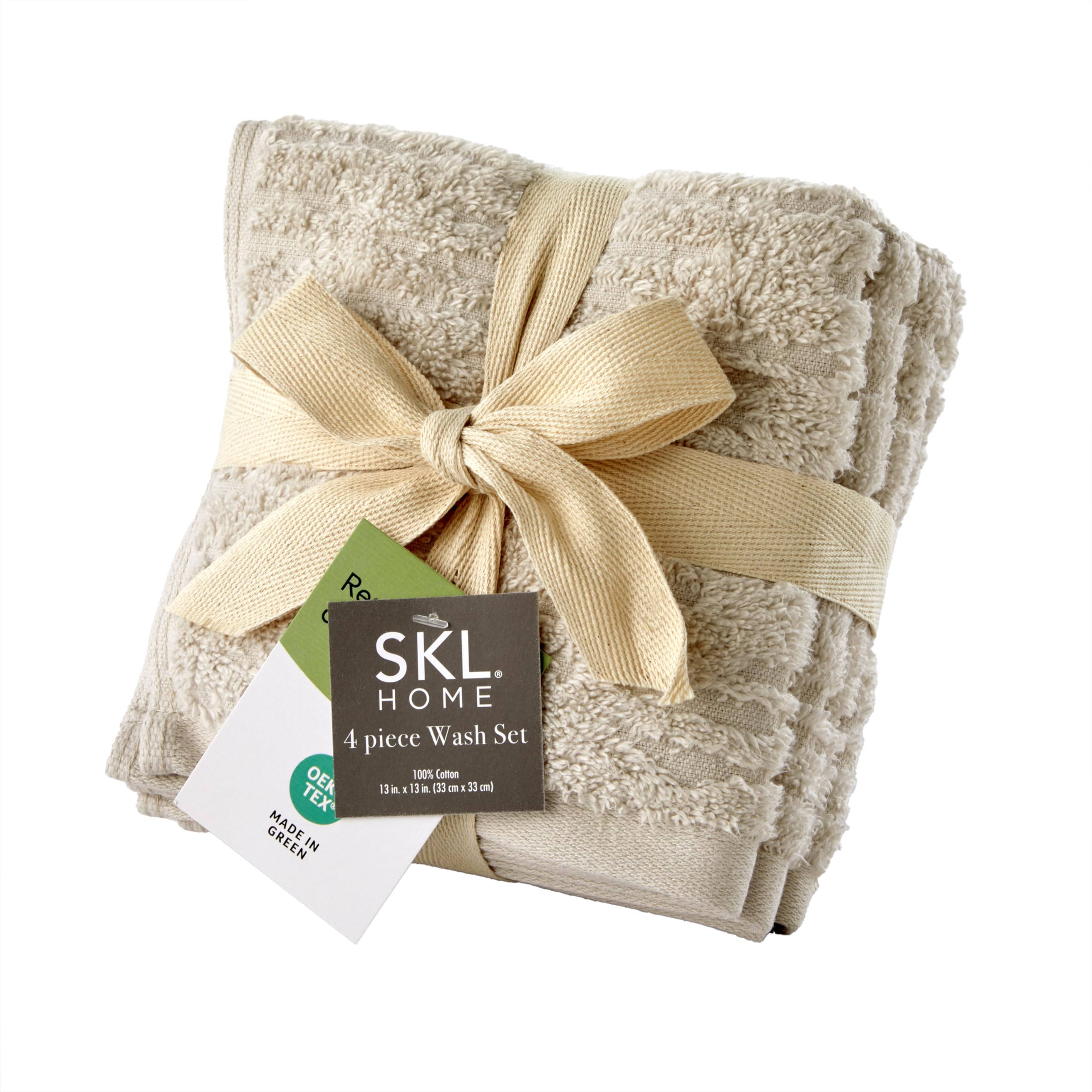 Skl Home Cloudsoft Cotton Luxury 4-Piece Washcloth Set, Oatmeal