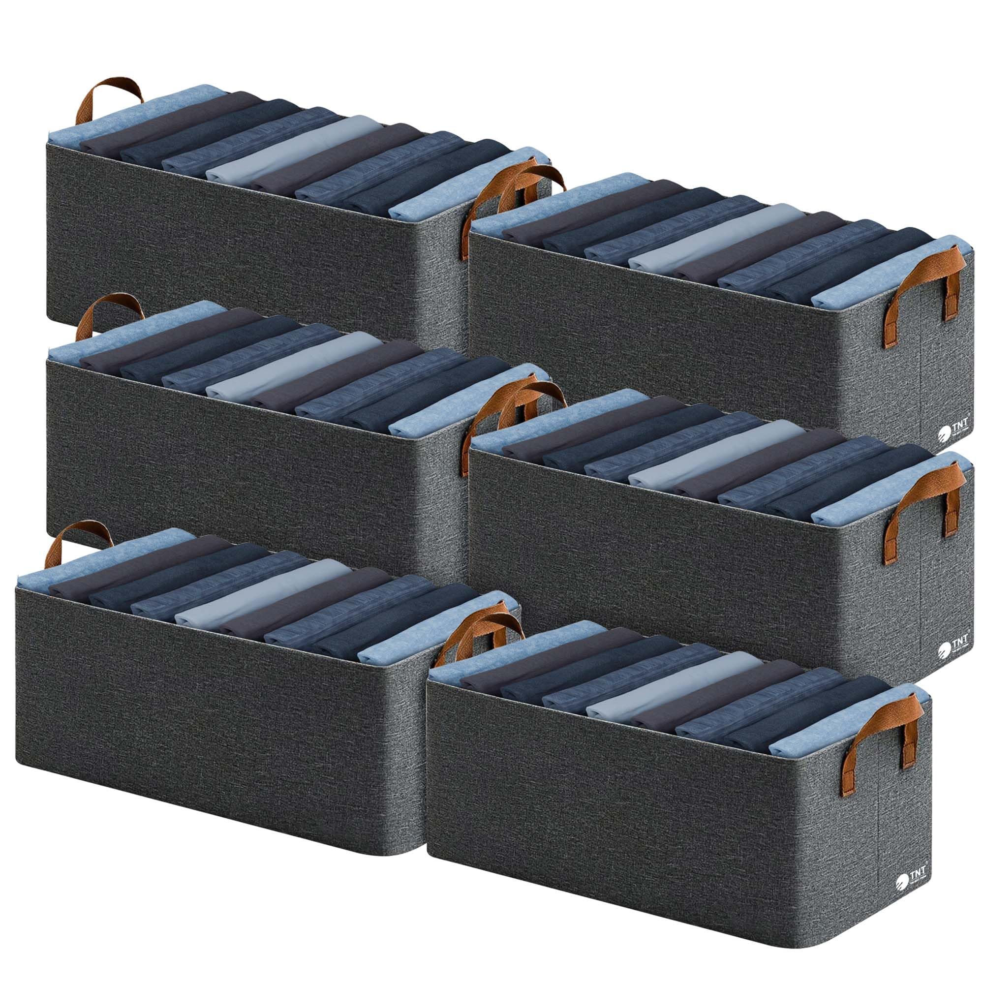 Tnt The Next Trend Wardrobe Organizer For Clothes With Metal Frame Rectangle Storage Baskets (Polyester, Pack Of 6)