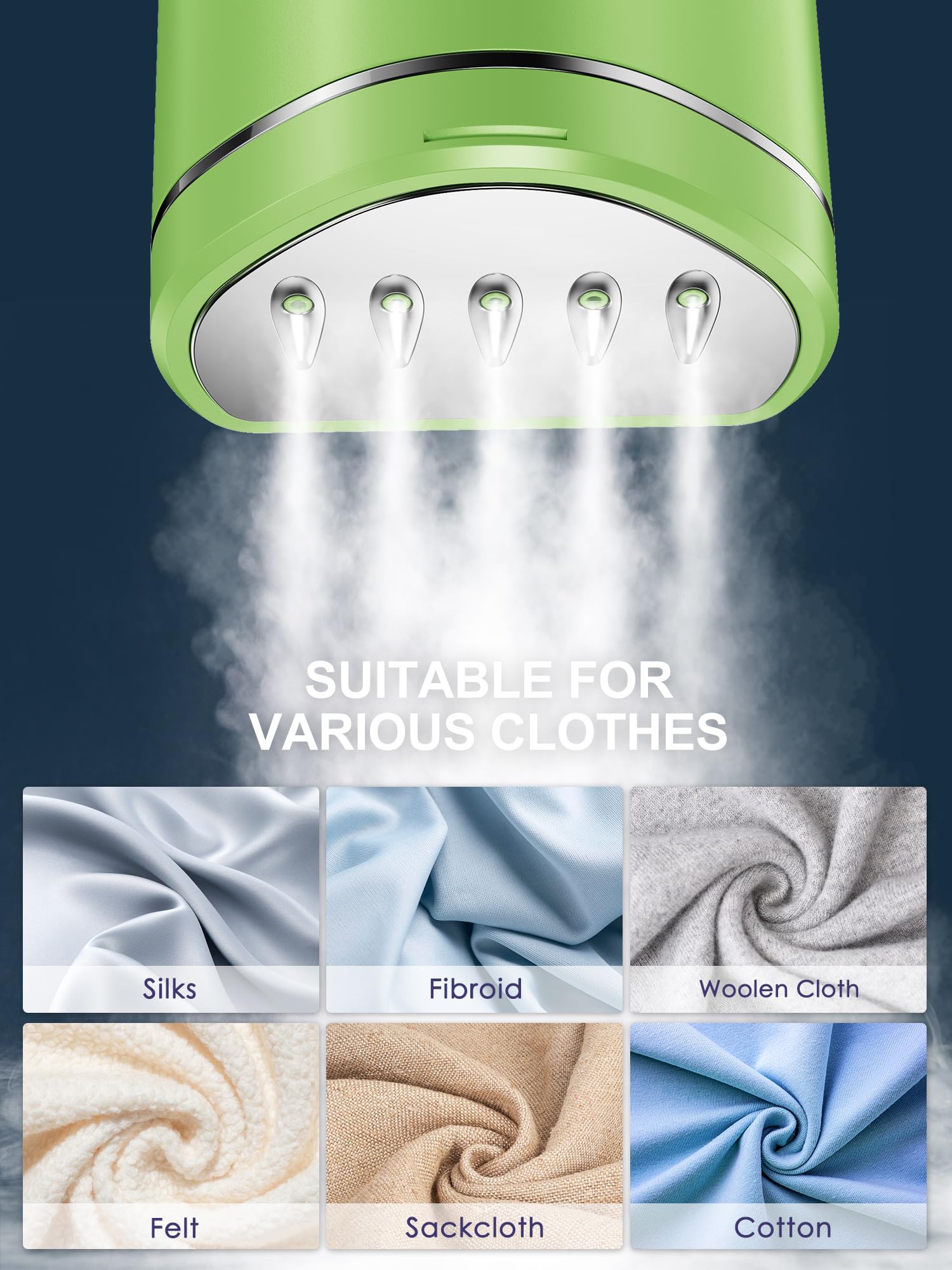 Reemix Portable Garment Steamer, Powerful Foldable Handhled Steamer 1300W, Travel Size Steamer For Clothes 20S Fast Heat-Up, Fab