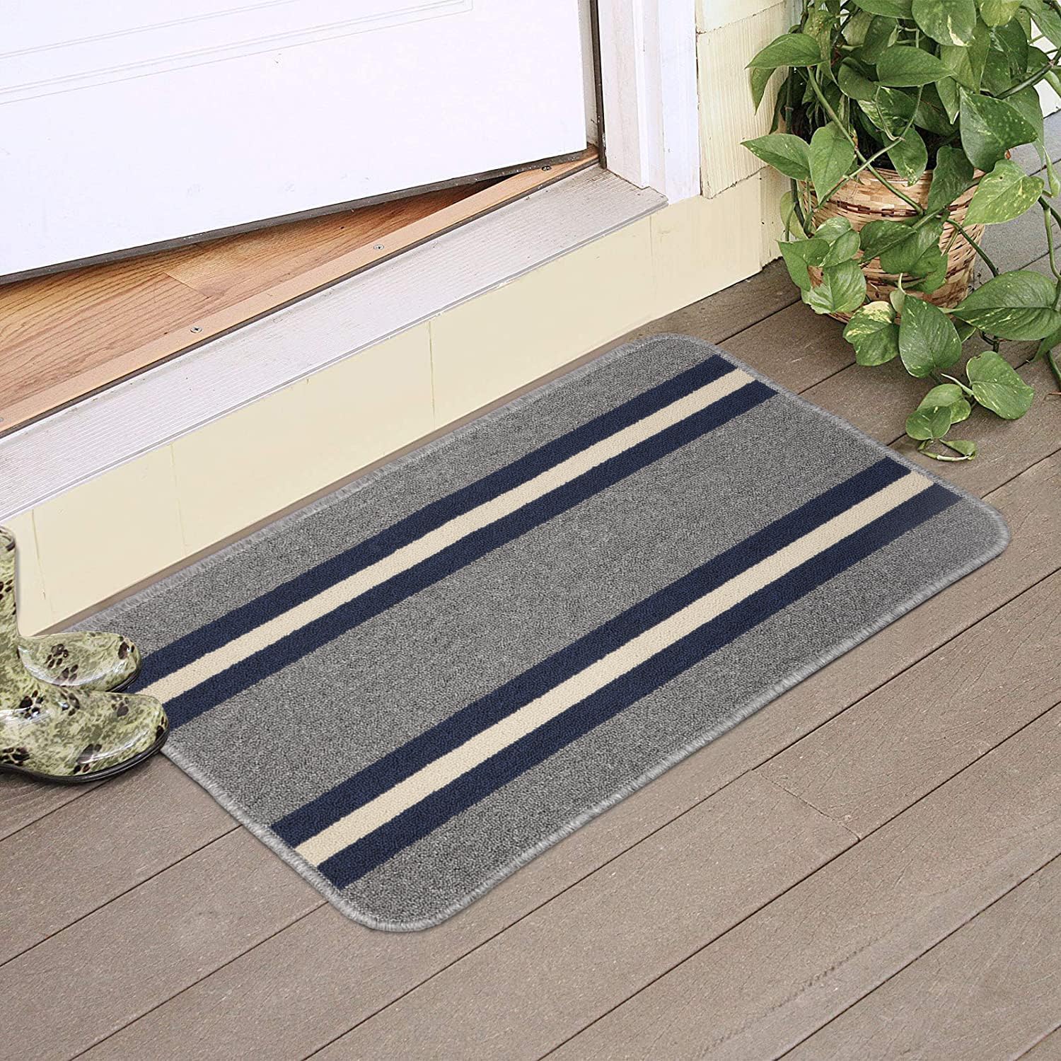 Hokipo Doormat For Entrance, Size 45X75 Cm, Grey (In-699-Gry)