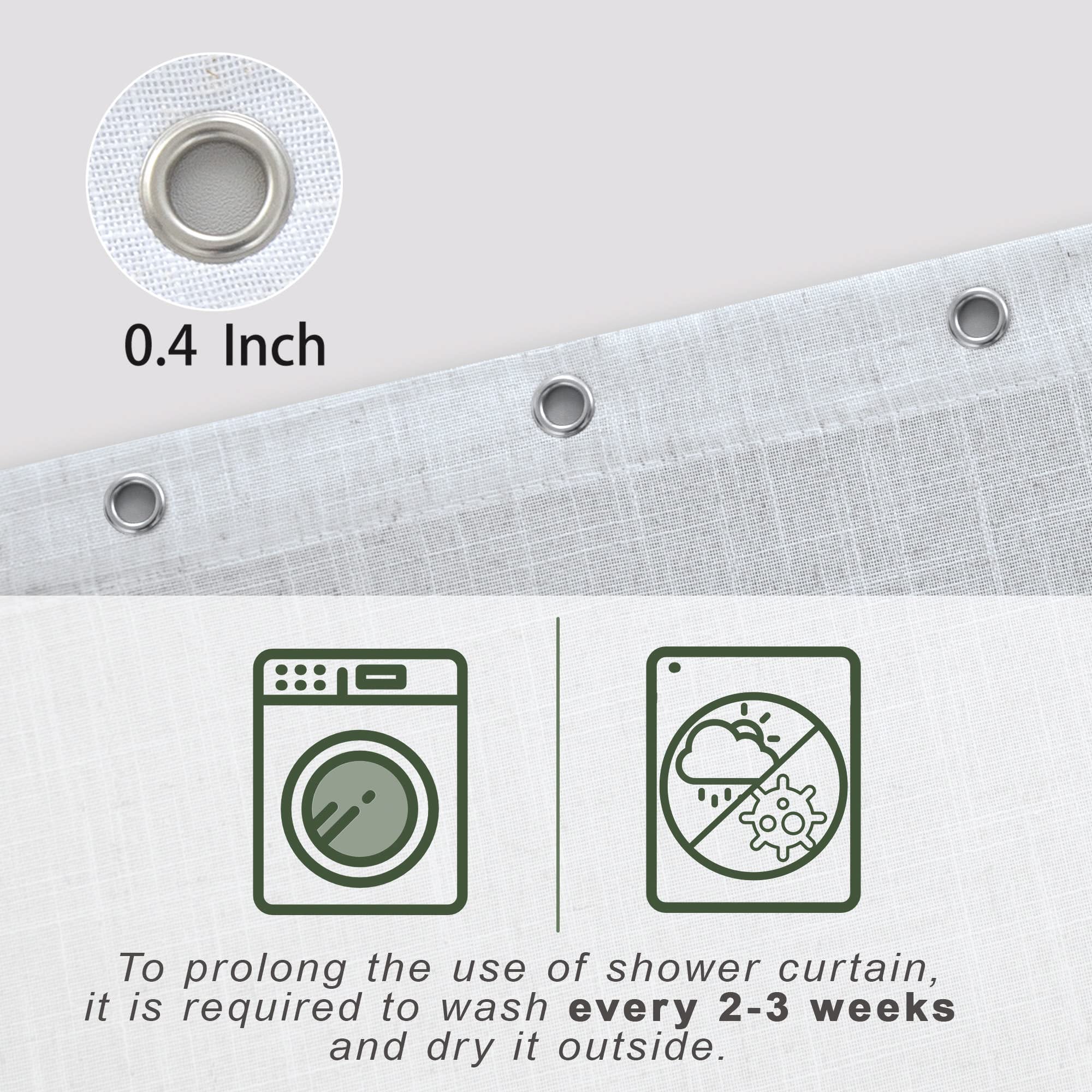 Koufall White Shower Curain 90 Inches Long For Bathroom,Fabric Extra Long Shower Curtain Liner Set With Hooks