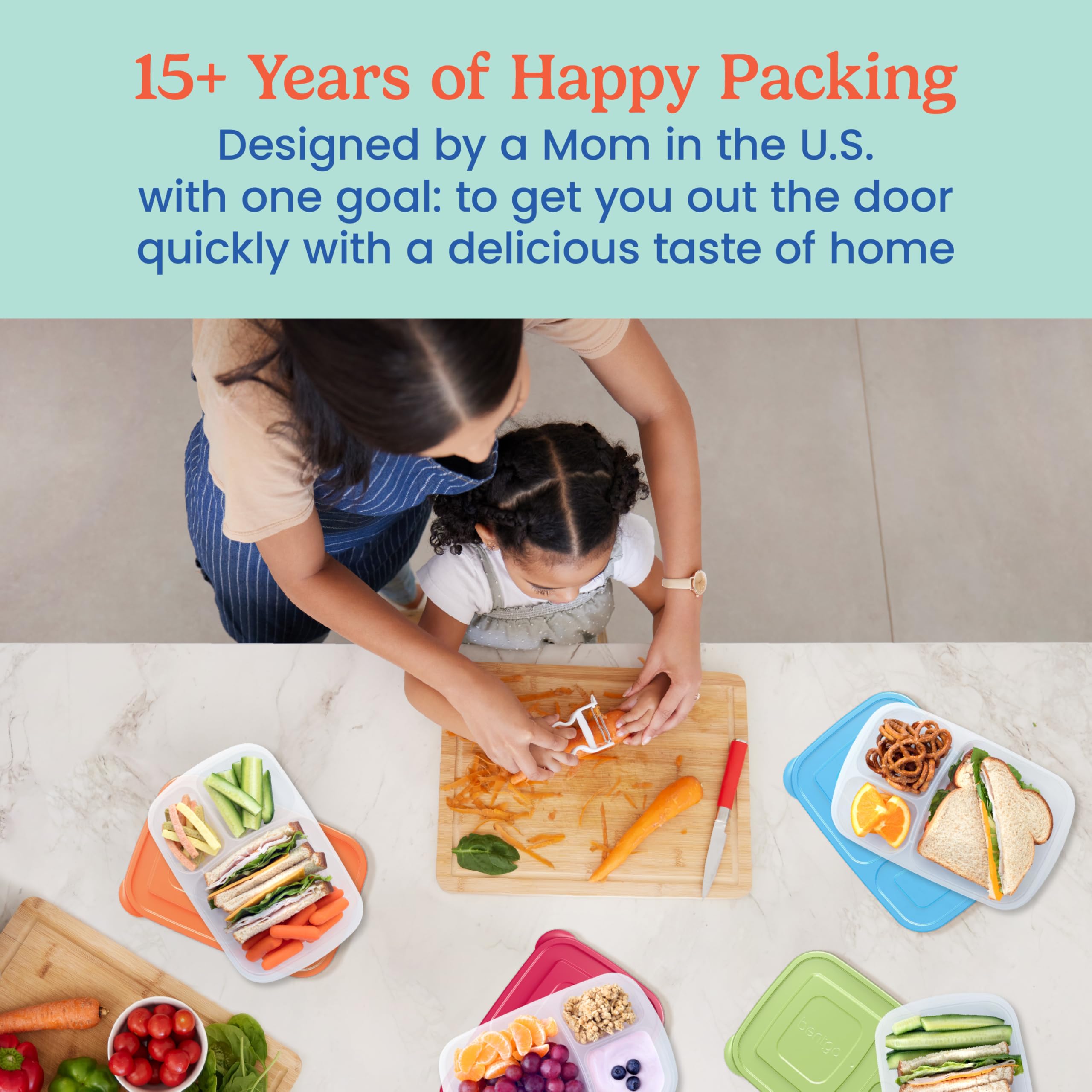 Bentgo Easyboxes - Original Stackable Lunch Boxes - Reusable 3-Compartment Food Containers For Kids And Adults - Bento Lunch Box