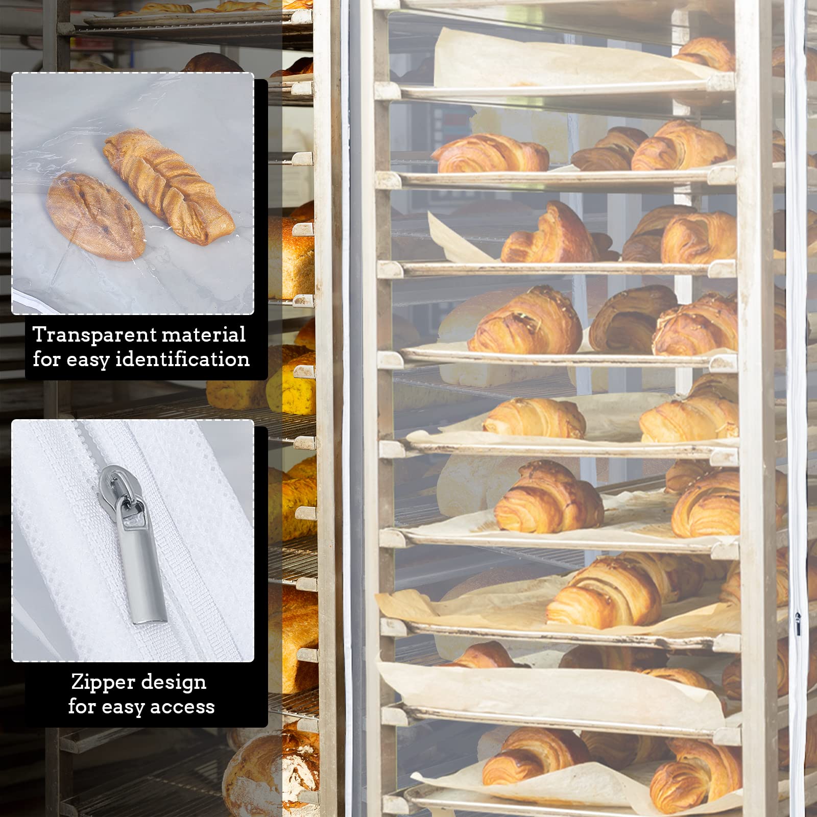 Bun Pan Rack Cover Bakers Rack Cover 20 Tier Sheet Pan Rack Cover For Home Kitchen Restaurant Bakery 28'' L X 23'' W X 61'' H, C