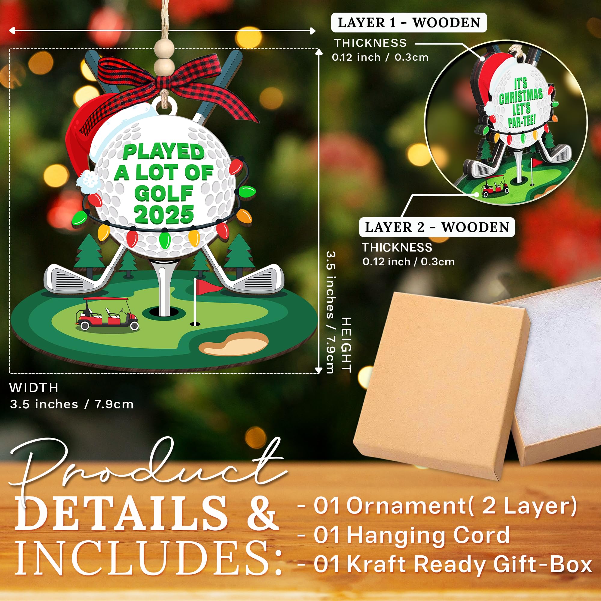 HEXMOZ Golf Christmas Ornaments 2025 - Christmas Golf Gifts for Men - Golfing Gifts for Golfers, Players, Fans - Cool Sports Pre
