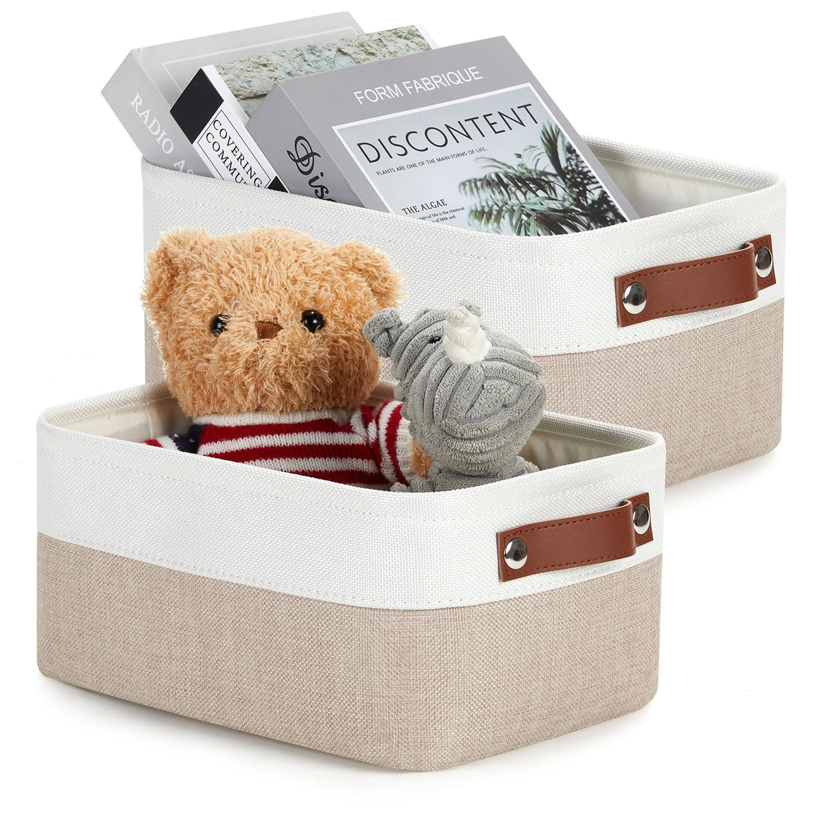 Dullemelo Small Storage Bins With Handles Set Of 2 Collapsible Storage Bins For Organizing 11.8X7.9X5.1 Inch Small Fabric Storag
