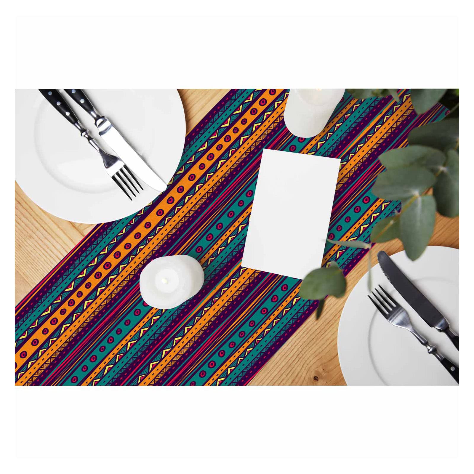 Hosnye Table Runner Colorful Mexican Ethnic Stripes,Cotton Linen Table Runner Decoration For Kitchen Family Dinner Table Holiday