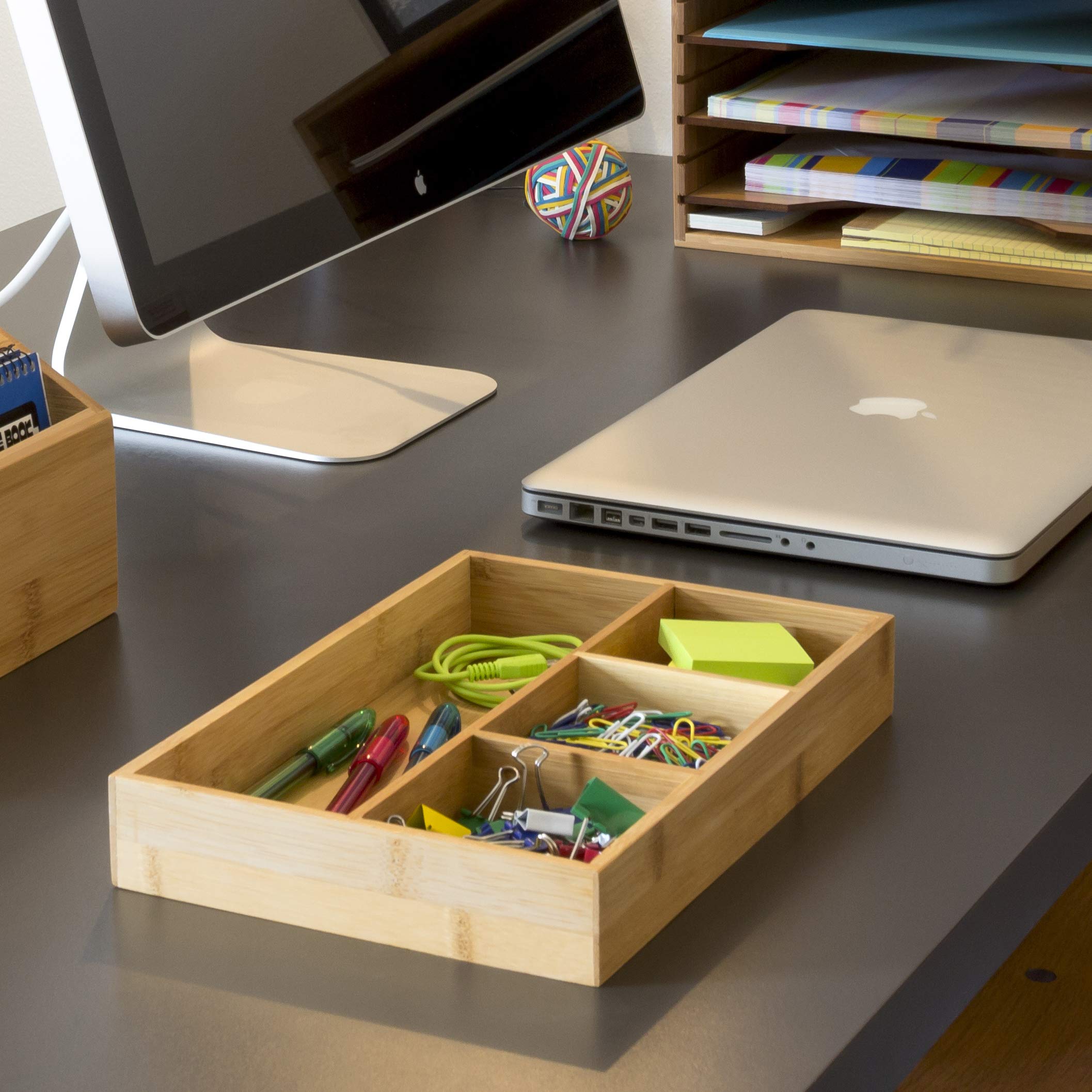 Lipper International 824, Bamboo Wood 4-Compartment Organizer Tray, 11 5/8'' X 7 7/8'' X 1 3/4''