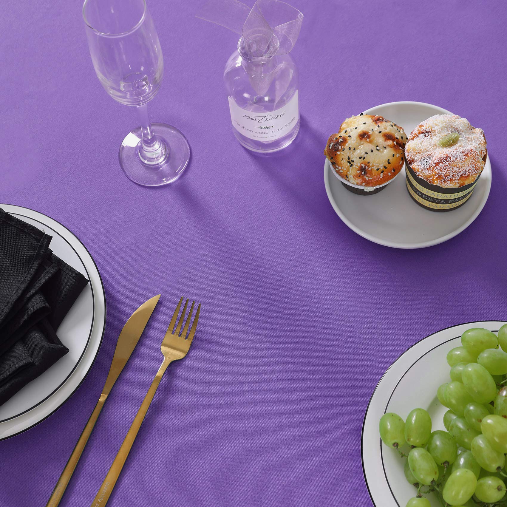 120 Inch Round Tablecloth Washable Polyester Table Cloth Decorative Table Cover For Wedding Party Dining Banquet(120 Inch,Purple