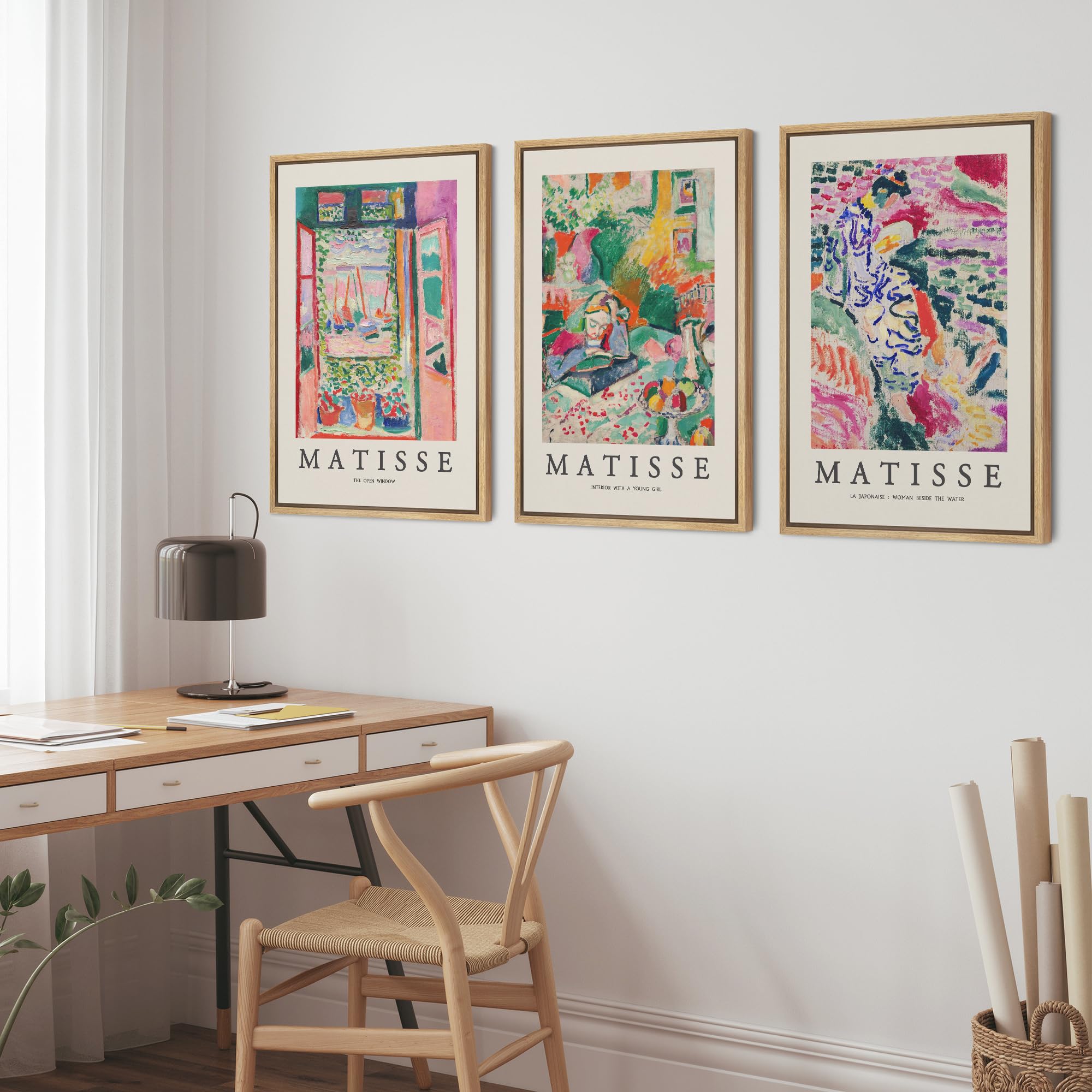 Wall26 Framed Canvas Wall Art Print Set French Floral Rainbow Landscapes Henri Matisse Nature Plants Illustrations Modern Relax/