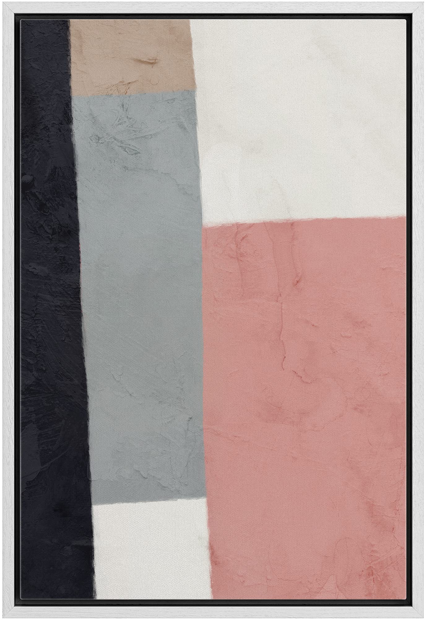 Ashbrook Framed Canvas Print Wall Art Brown, Pink And Black Pastel Polygon Collage Abstract Shapes Illustrations Modern Bohemian