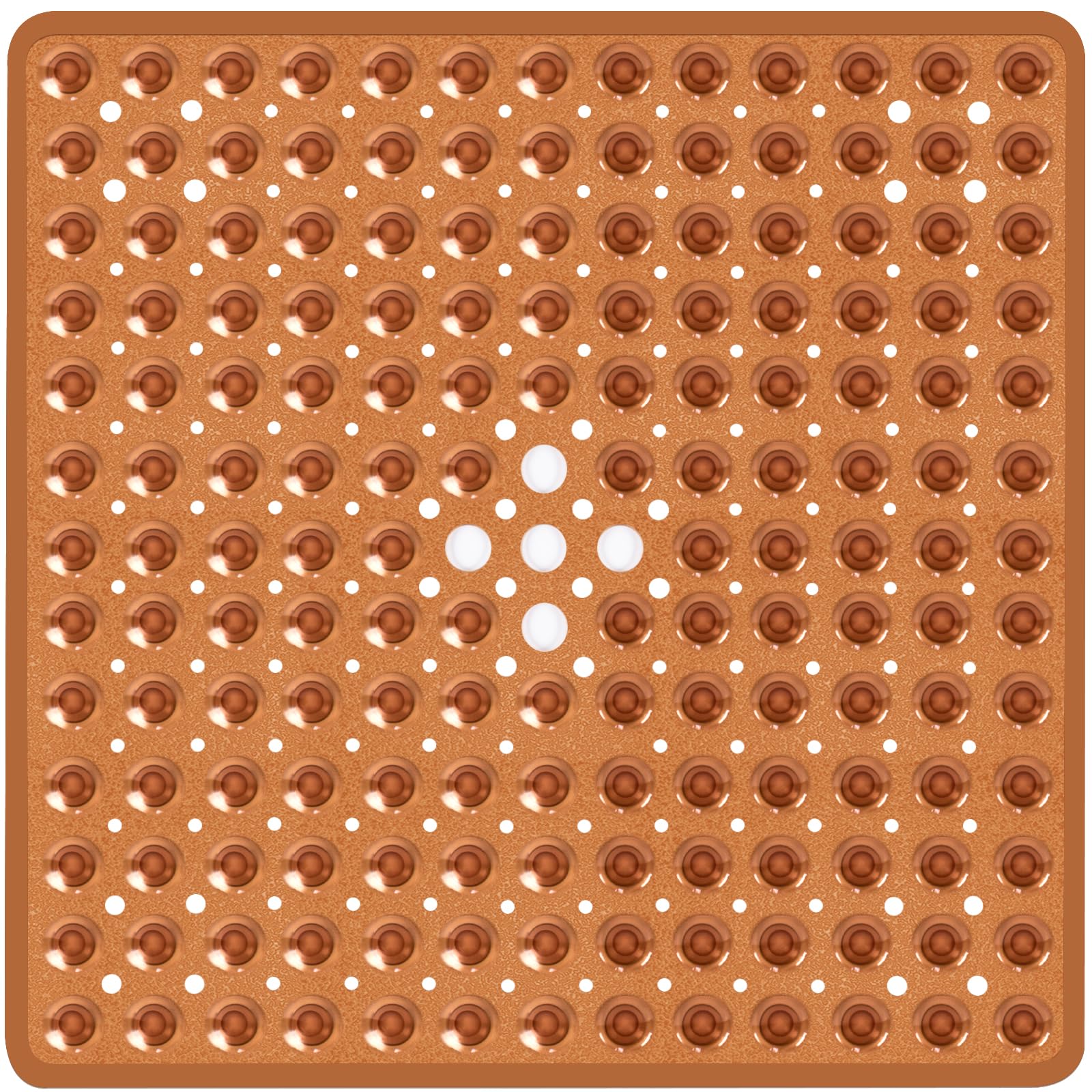 Naoloture Square Shower Bathtub Mat Non Slip For Inside Shower Clear Brown 21X21 Inch, Shower Stall Mats For Bathroom Floor, Sof