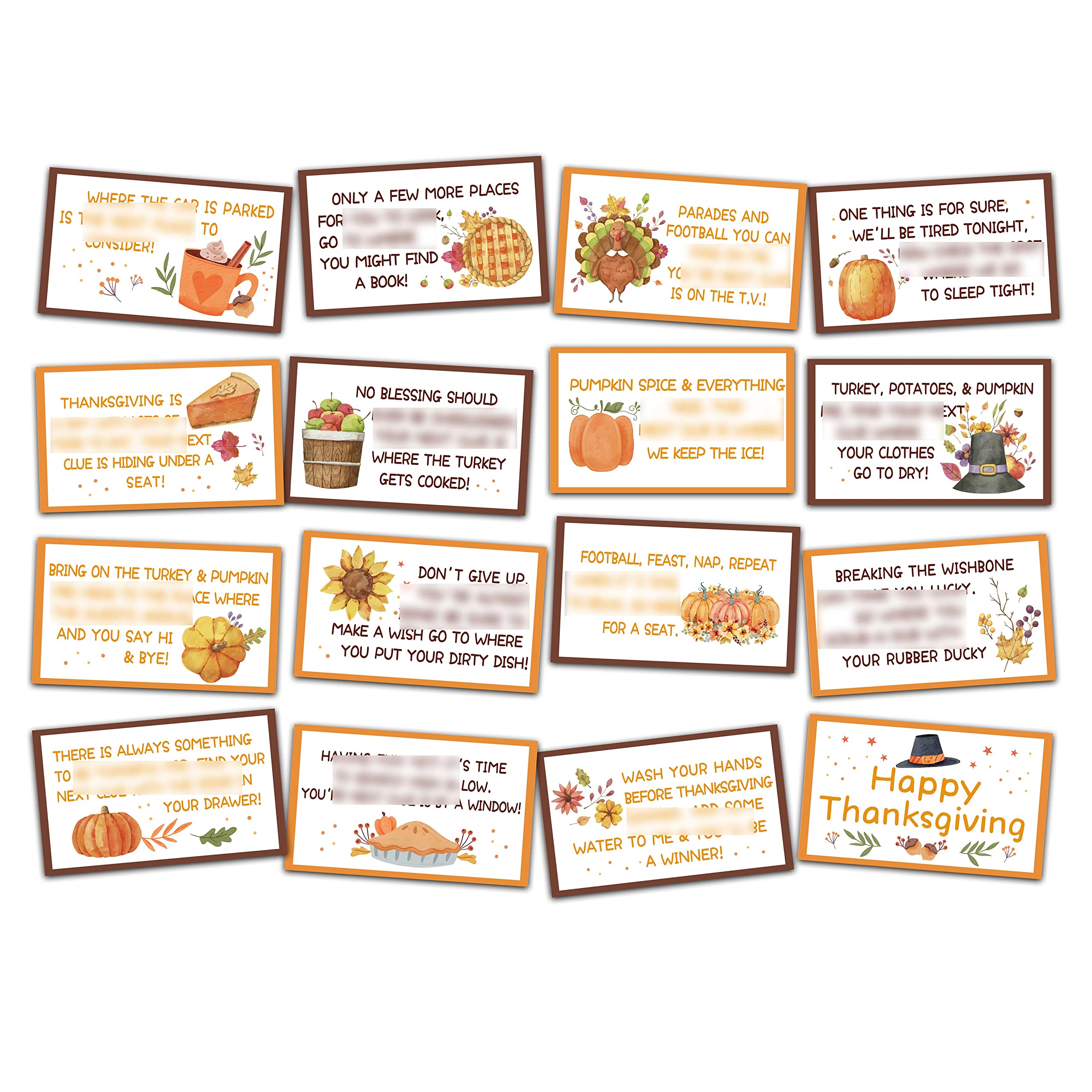 Eyouyeqi Fall Scavenger Treasure Hunt Clue Cards For Kids, Pumpkin Riddle Cards, Indoor Outdoor Autumn Activity (16 Cards With E