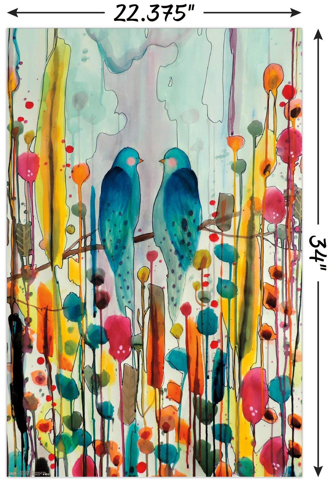 Trends International Sylvie Demers - Birds Wall Poster, 22.375'' X 34'', Poster & Mount Bundle