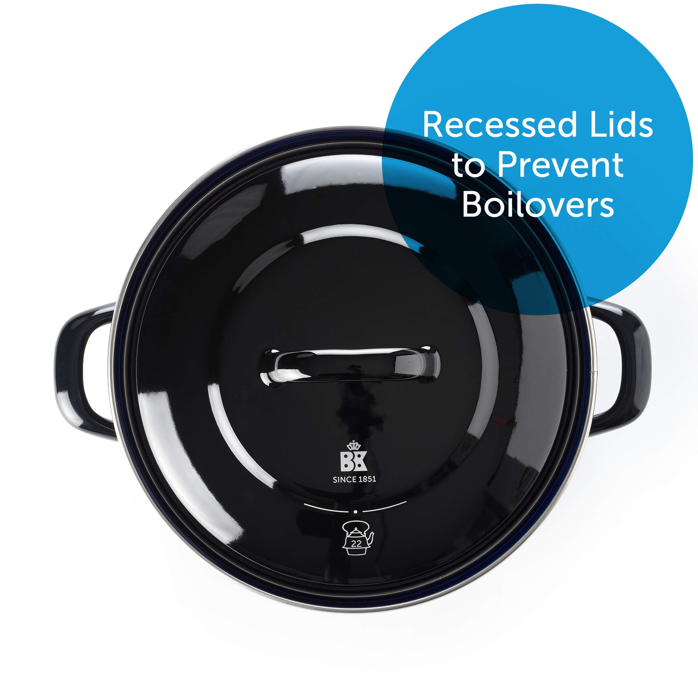 Bk Indigo Aluminum Heavy-Gauge Carbon Steel, Induction, 3.5Qt Nonstick Glaze Dutch Oven, Dishwasher Safe, Black