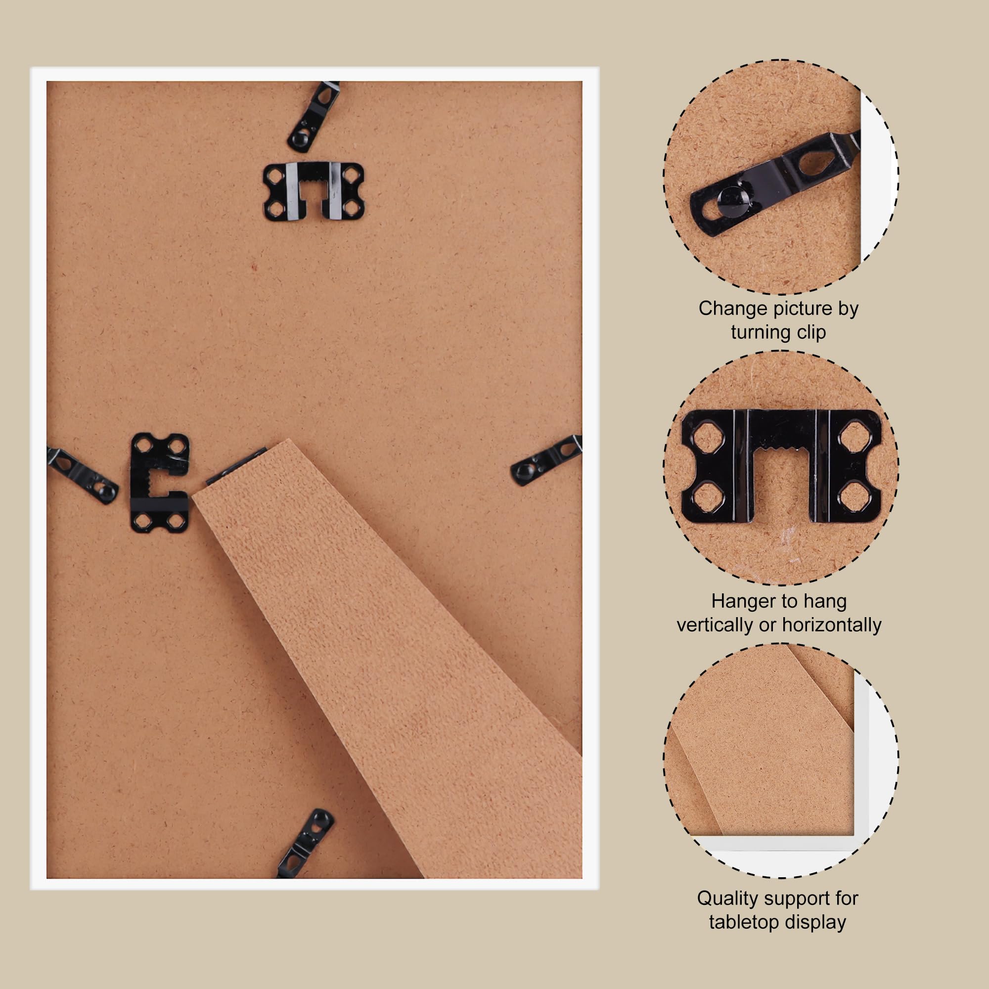 Giftgarden 8x12 Picture Frame White, 8 by 12 Thin Photo Frame for Wall Tabletop Display, Single