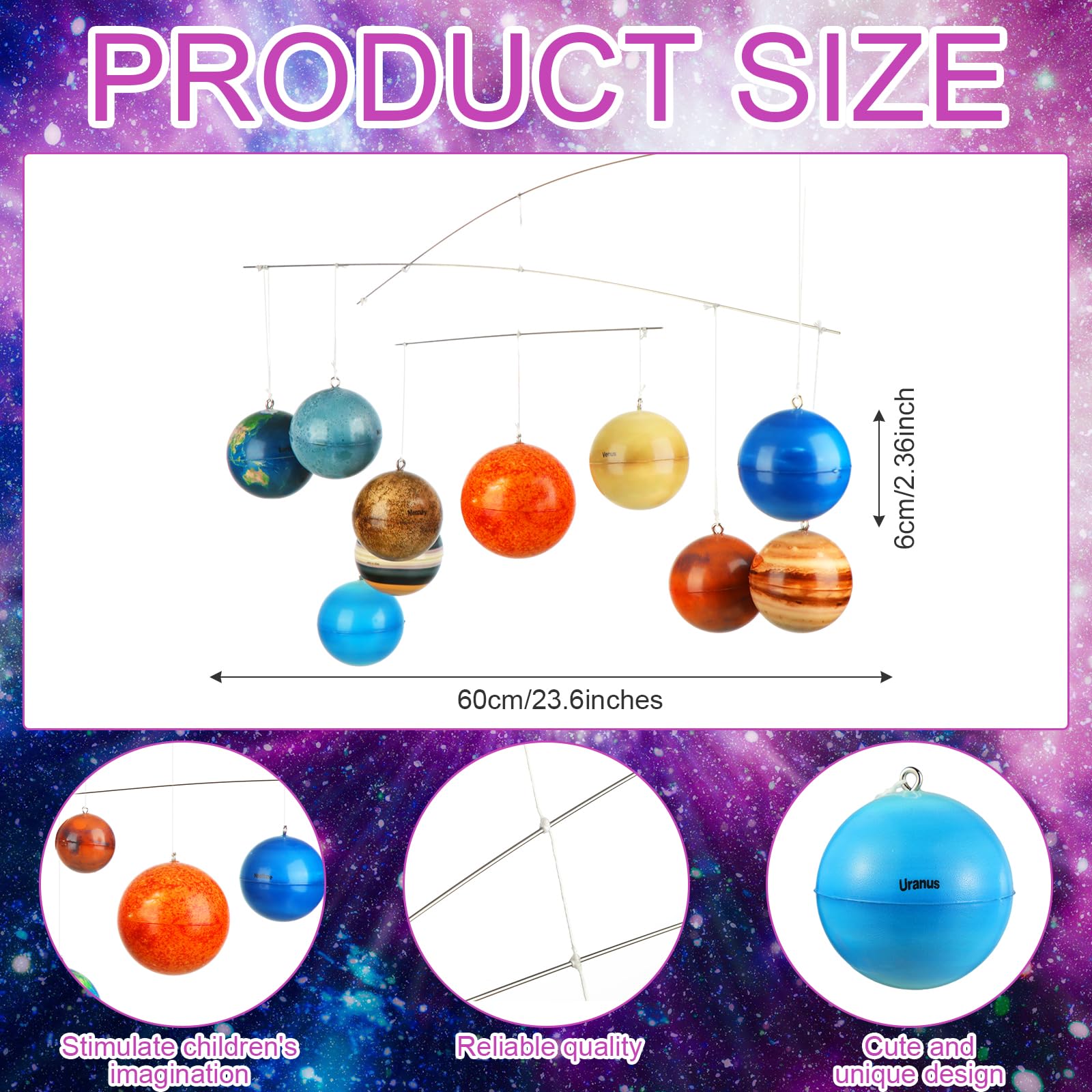 Hollowfly 3D Solar System Mobile Hanging Planets Solar System Decor Educational Planets Model Large Space Nursery Decor for Boys