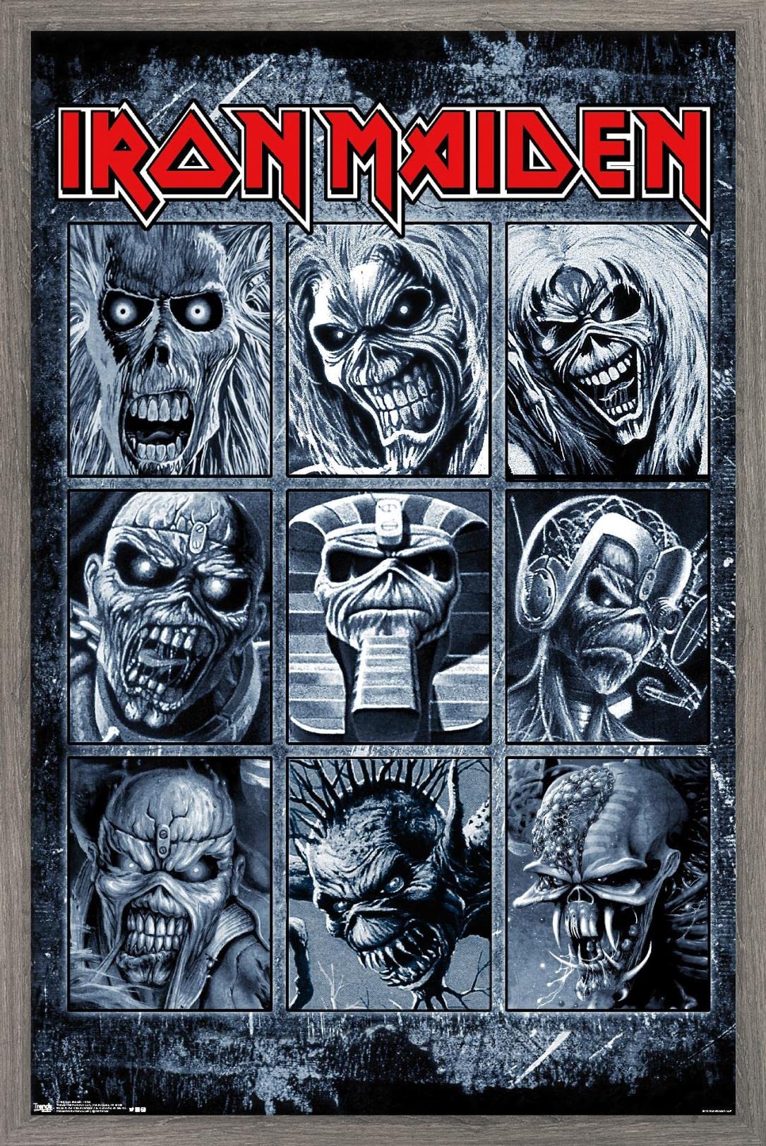 Trends International Iron Maiden - Grid Wall Poster, 22.375'' X 34'', Barnwood Framed Version
