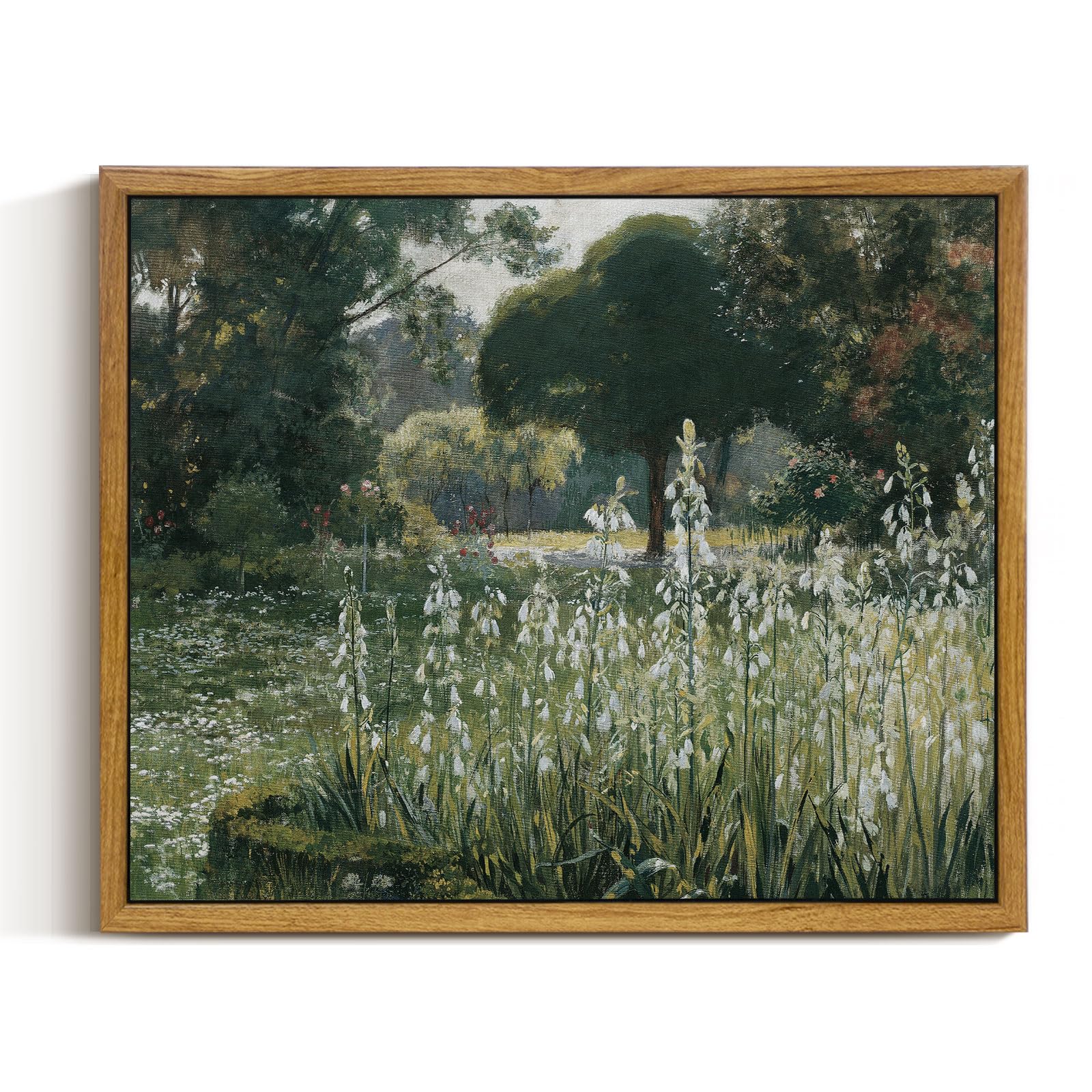 Insimsea Framed Canvas Wall Art Vintage Decor, Landscape Wall Art, Wall Art For Living Room, Summer Hyacinths Vintage Prints Wal