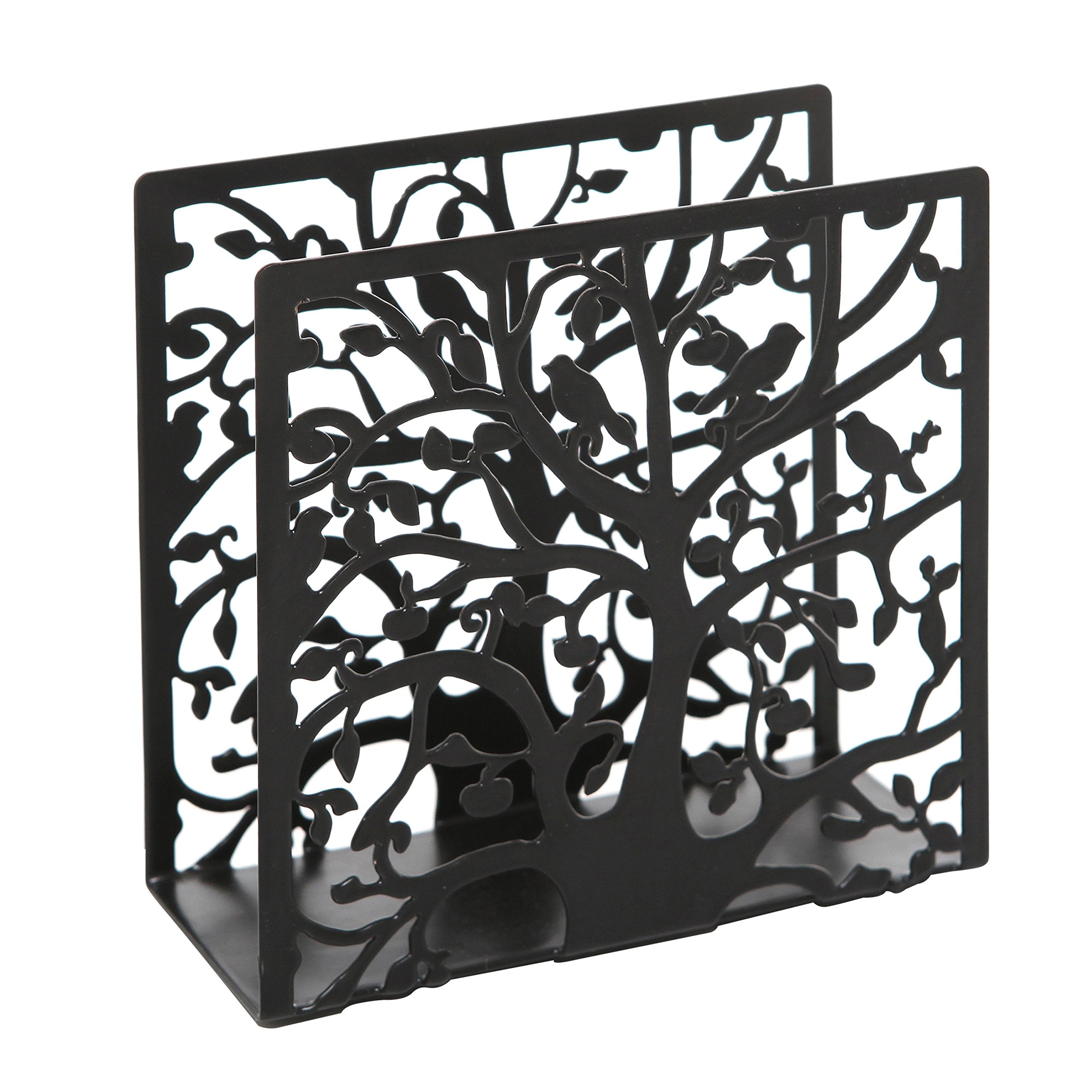Mygift Black Metal Napkin Holder Cutout Tree And Bird Design For Table Top, Counter Top, Kitchen, Buffet, Restaurant, Dinner Par