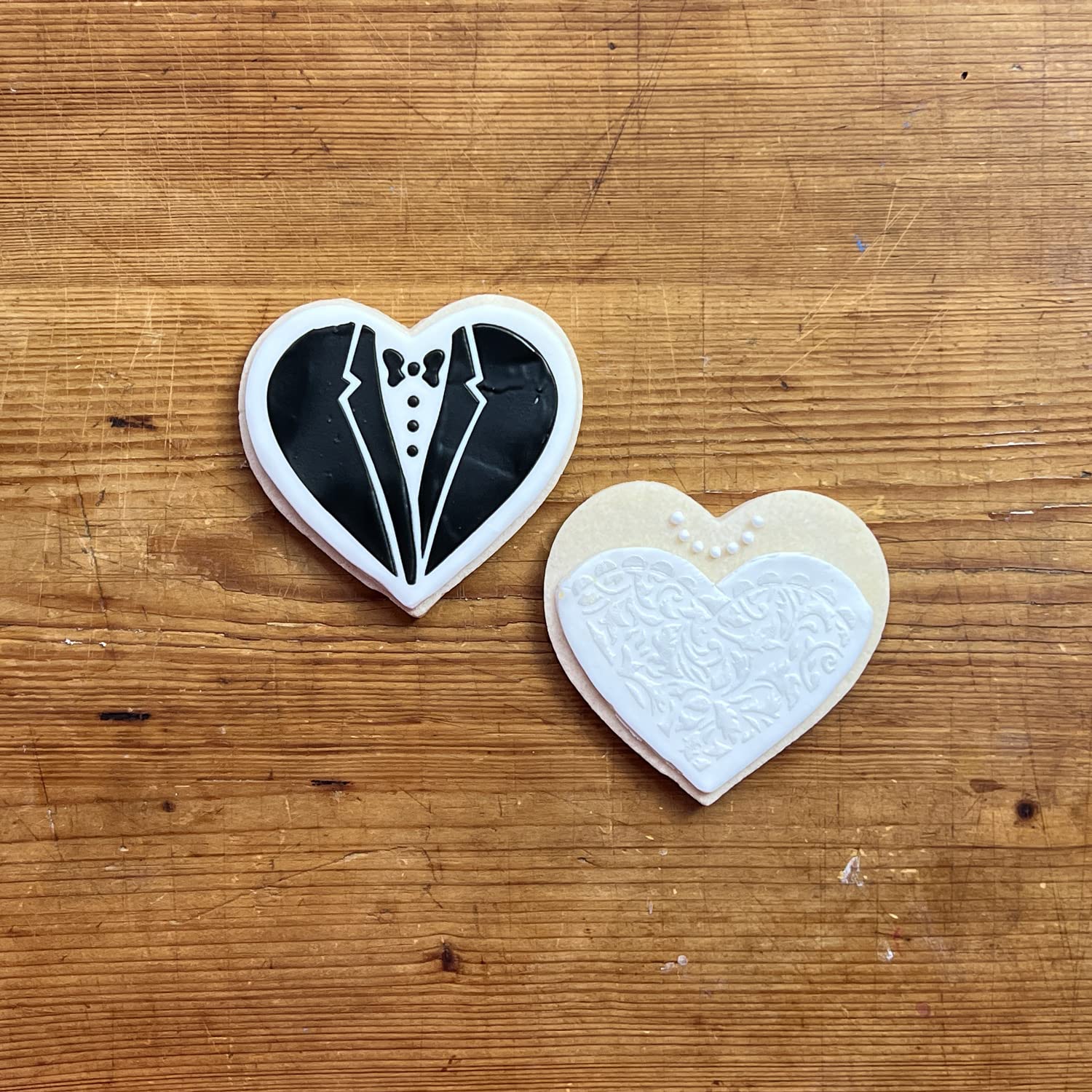 Bride & Groom Cookie Cutter & Stencil Set | For Anniversary/Bridal/Engagement | Stencil Cake Decorating Bridal Shower | Ts075 By
