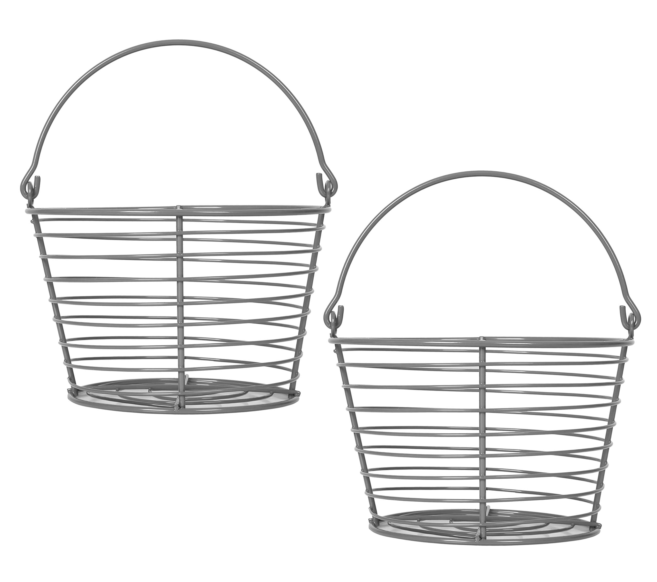 Concord 8'' Egg Basket For Storage Collecting And Transporting Chicken And Duck Eggs. Farm Grade Wire Baskets. 2 Pack (Grey)